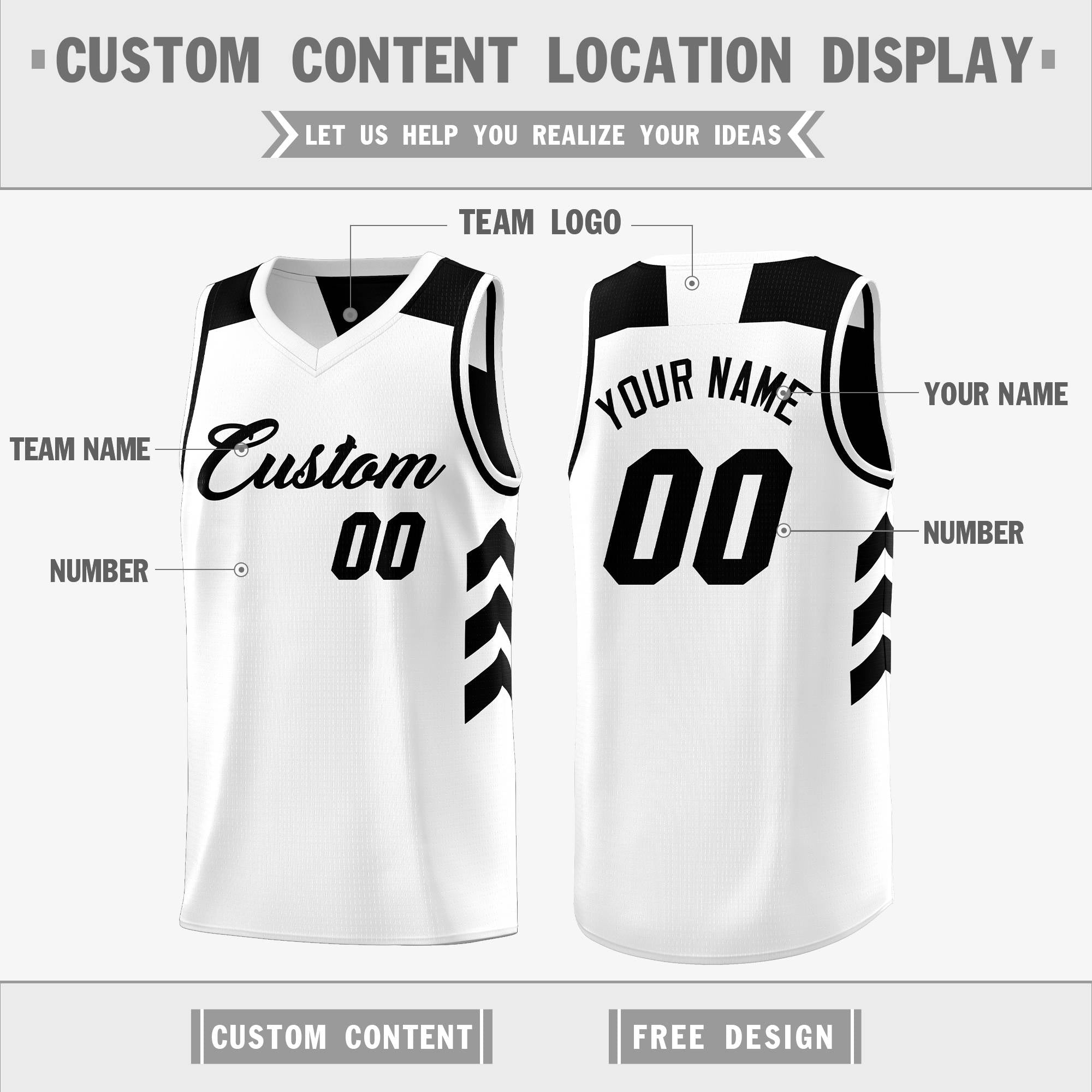 Custom Black White Reversible Tops Basketball Jersey | Custom Reversible Basketball Jerseys with Numbers