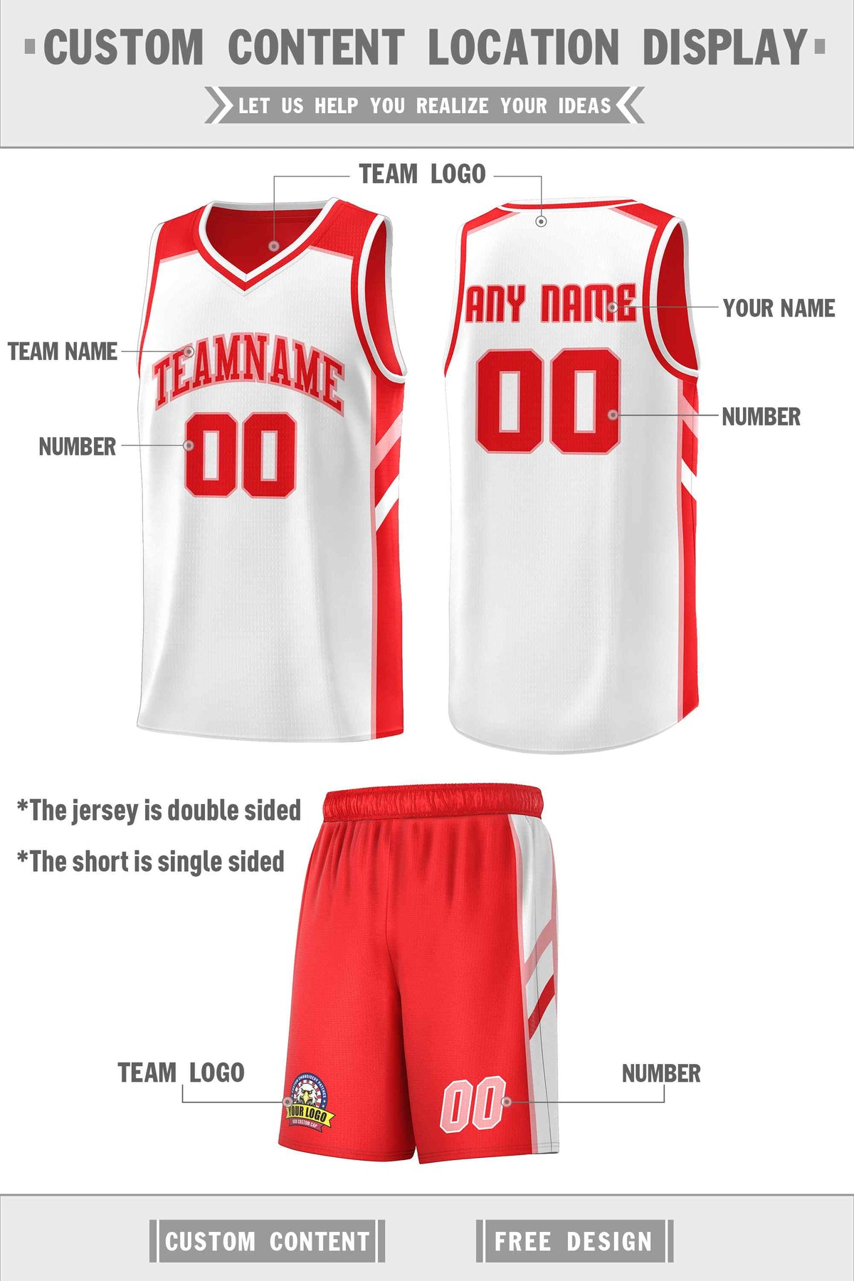 Custom Red White-Pink Double Side Sets Men Basketball Jersey