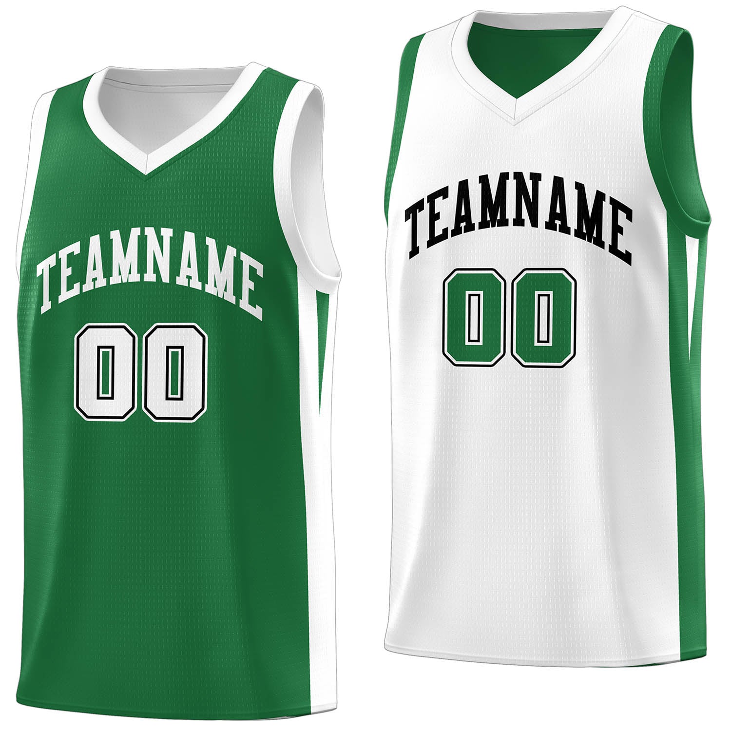 Custom Green White Double Side Tops Basketball Jersey