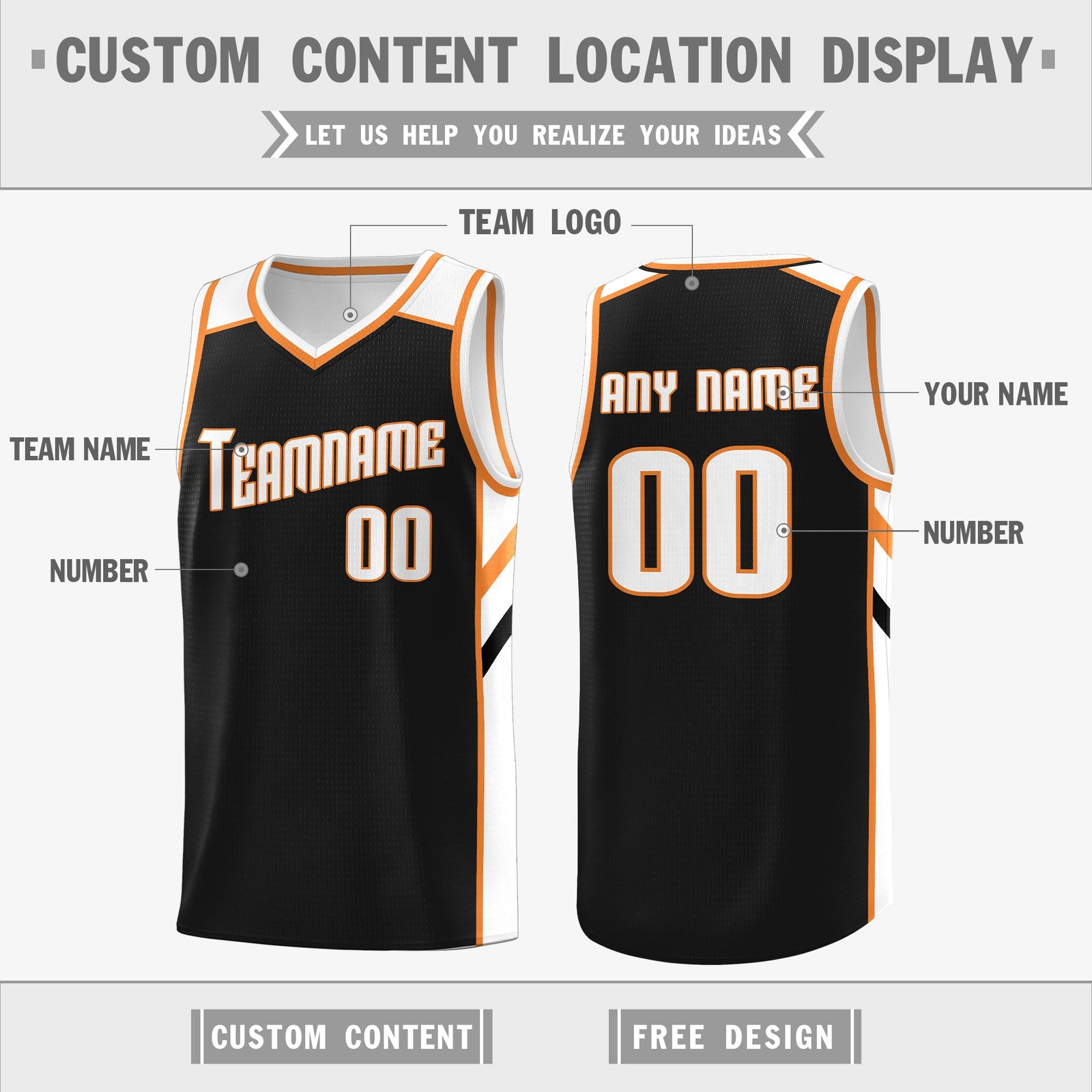Custom Black White Double Side Tops Athletic Sports Basketball Jersey