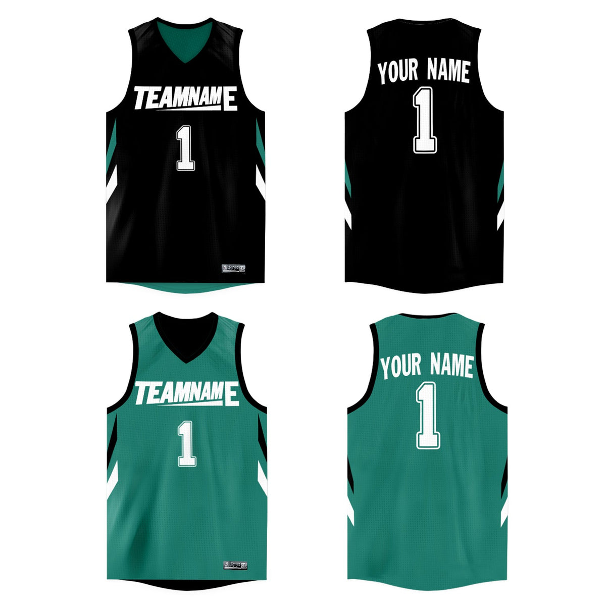 Custom Black Green Double Side Tops Athletic Basketball Jersey
