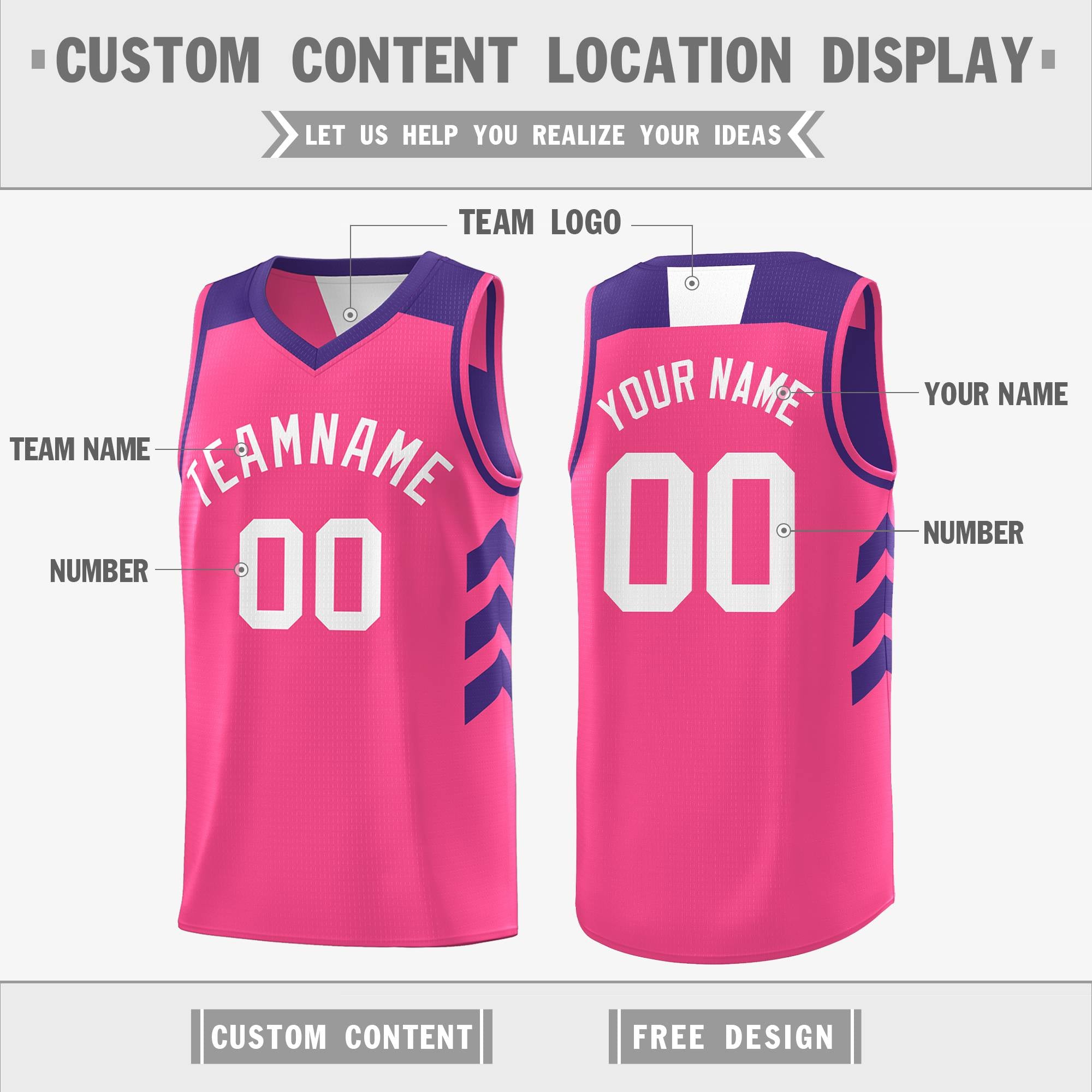 purple and pink reversible basketball jersey