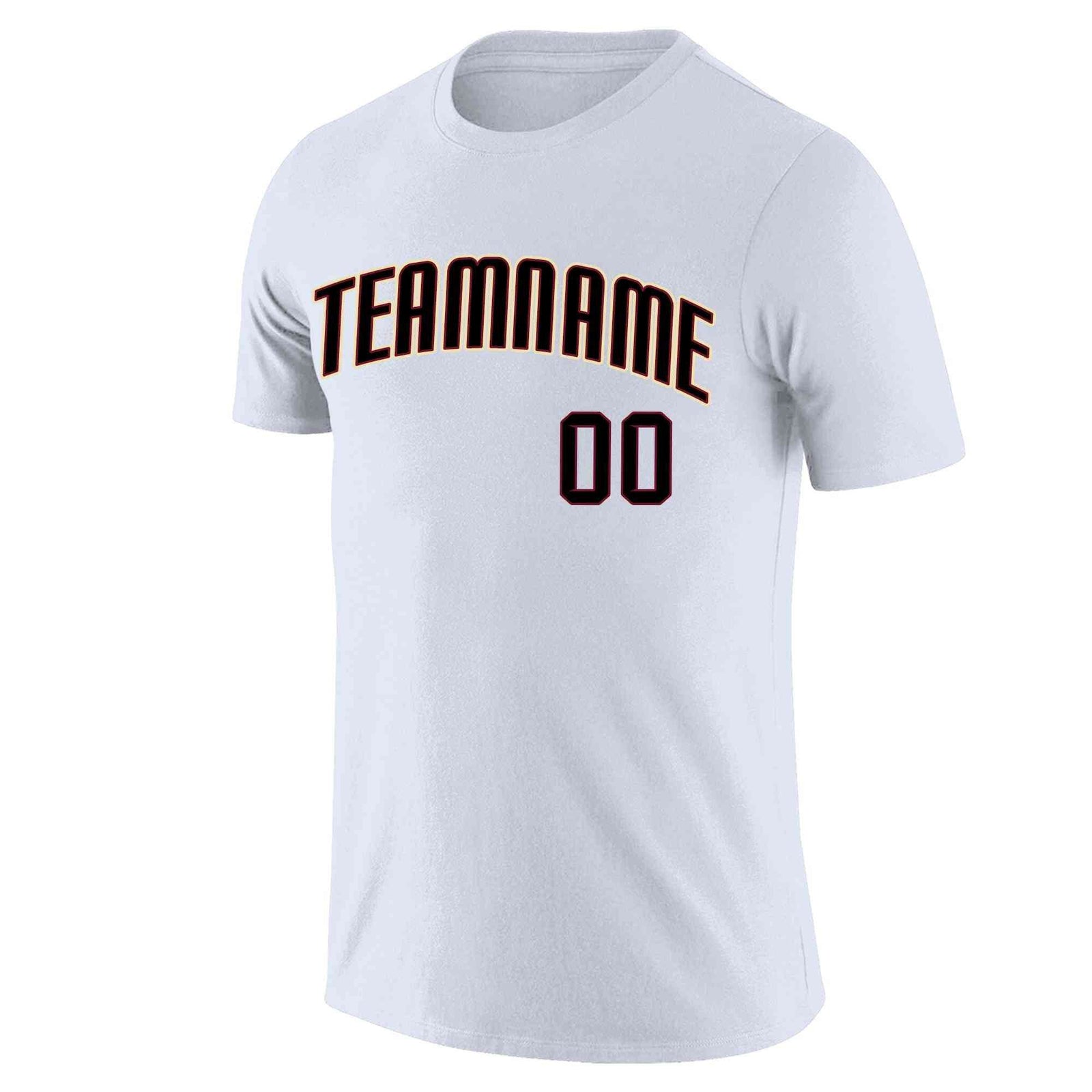 Custom White Black-Red Classic Style Crew neck T-Shirts Full Sublimated