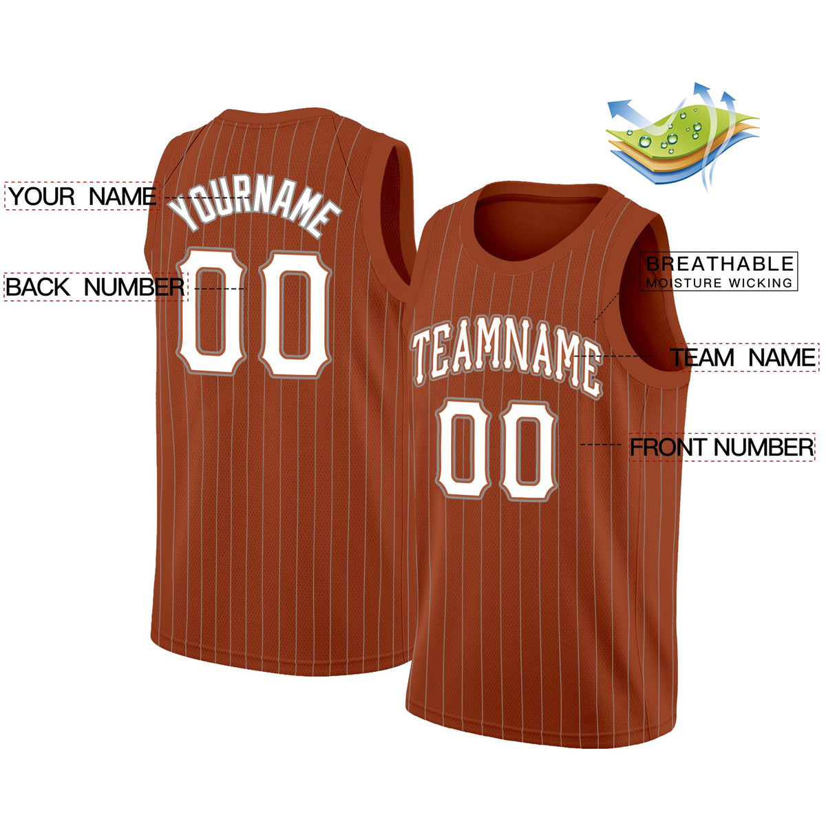 Custom Brown White Stripe Fashion Tops Fashion Sportwear Basketball Jersey