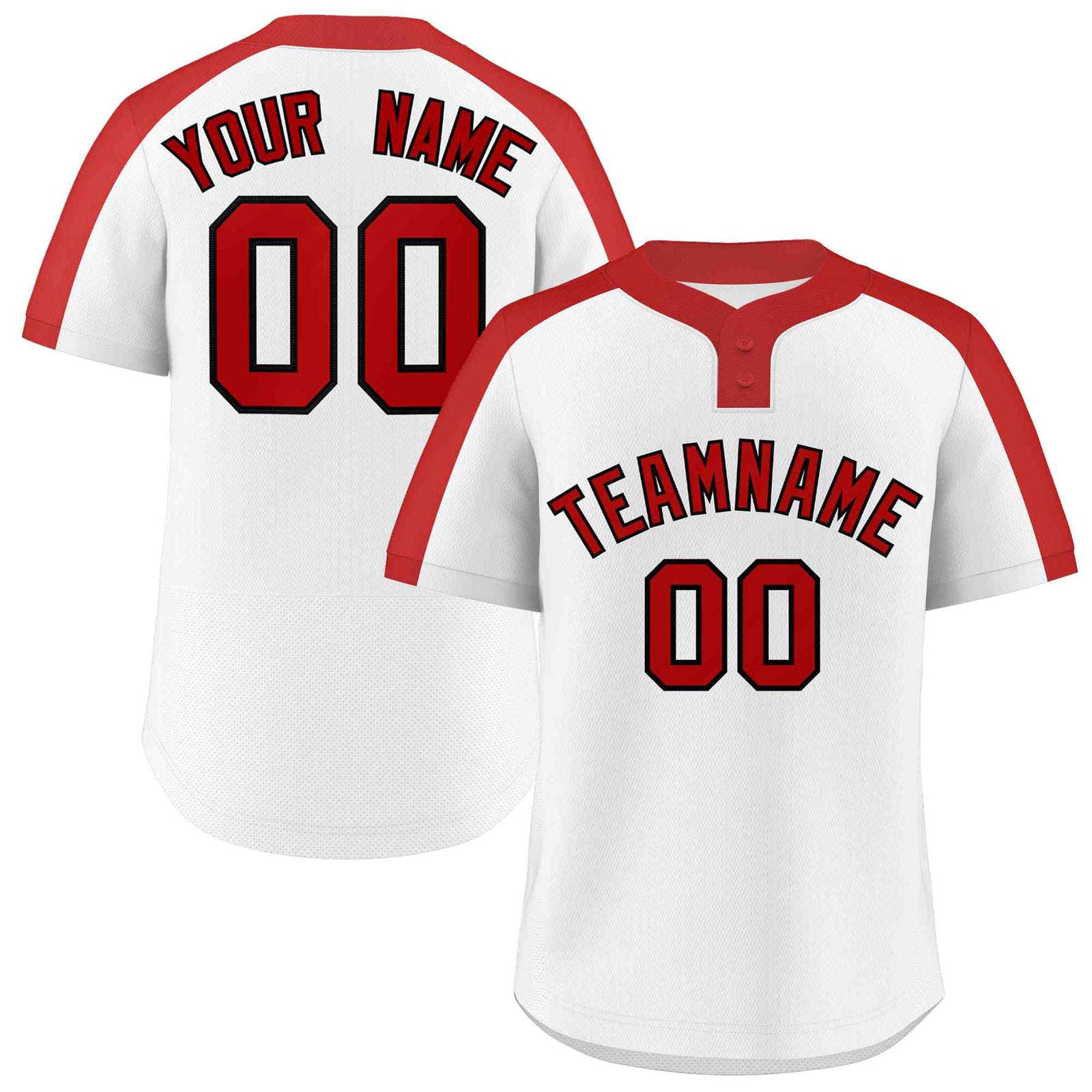 Custom White Red-Black Classic Style Authentic Two-Button Softball Jersey