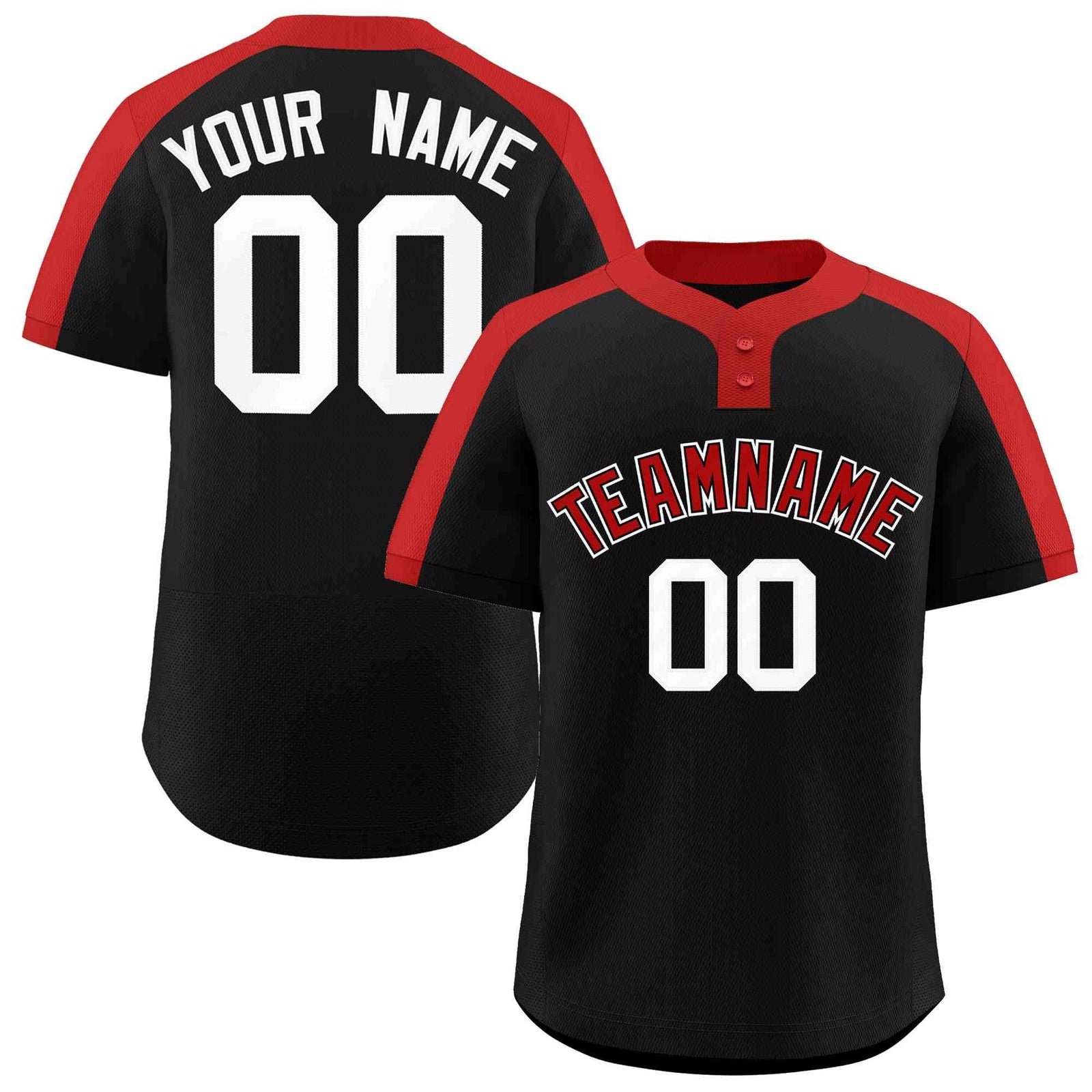 Custom Black Red-Black Classic Style Authentic Two-Button Softball Jersey