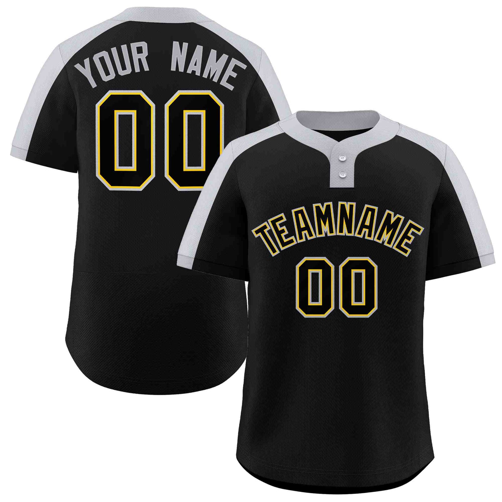Custom Black Black-Gold Classic Style Authentic Two-Button Softball Jersey