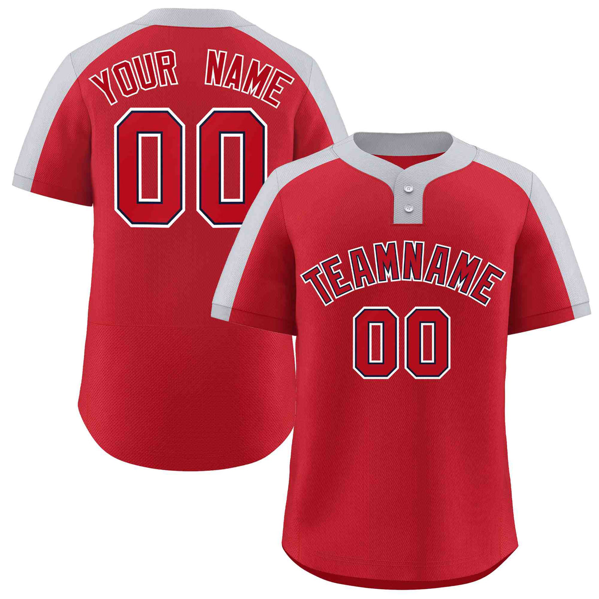 Custom Red Red-Navy Classic Style Authentic Two-Button Softball Jersey