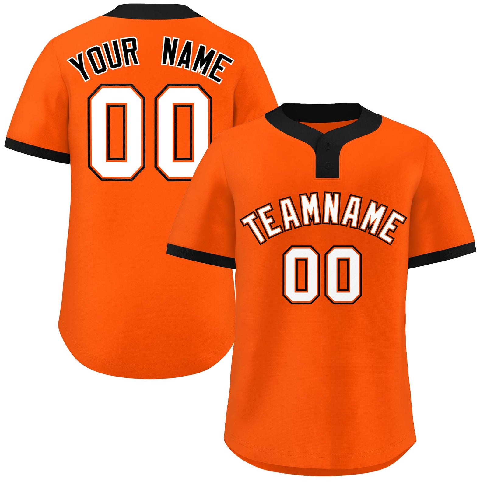 Custom Orange White-Black Classic Style Authentic Two-Button Softball Jersey