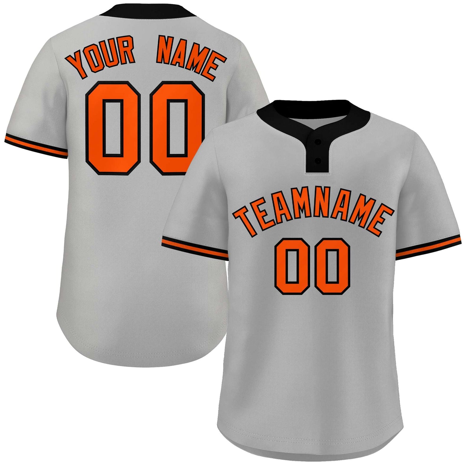 Custom Gray Orange-Black Classic Style Authentic Two-Button Softball Jersey
