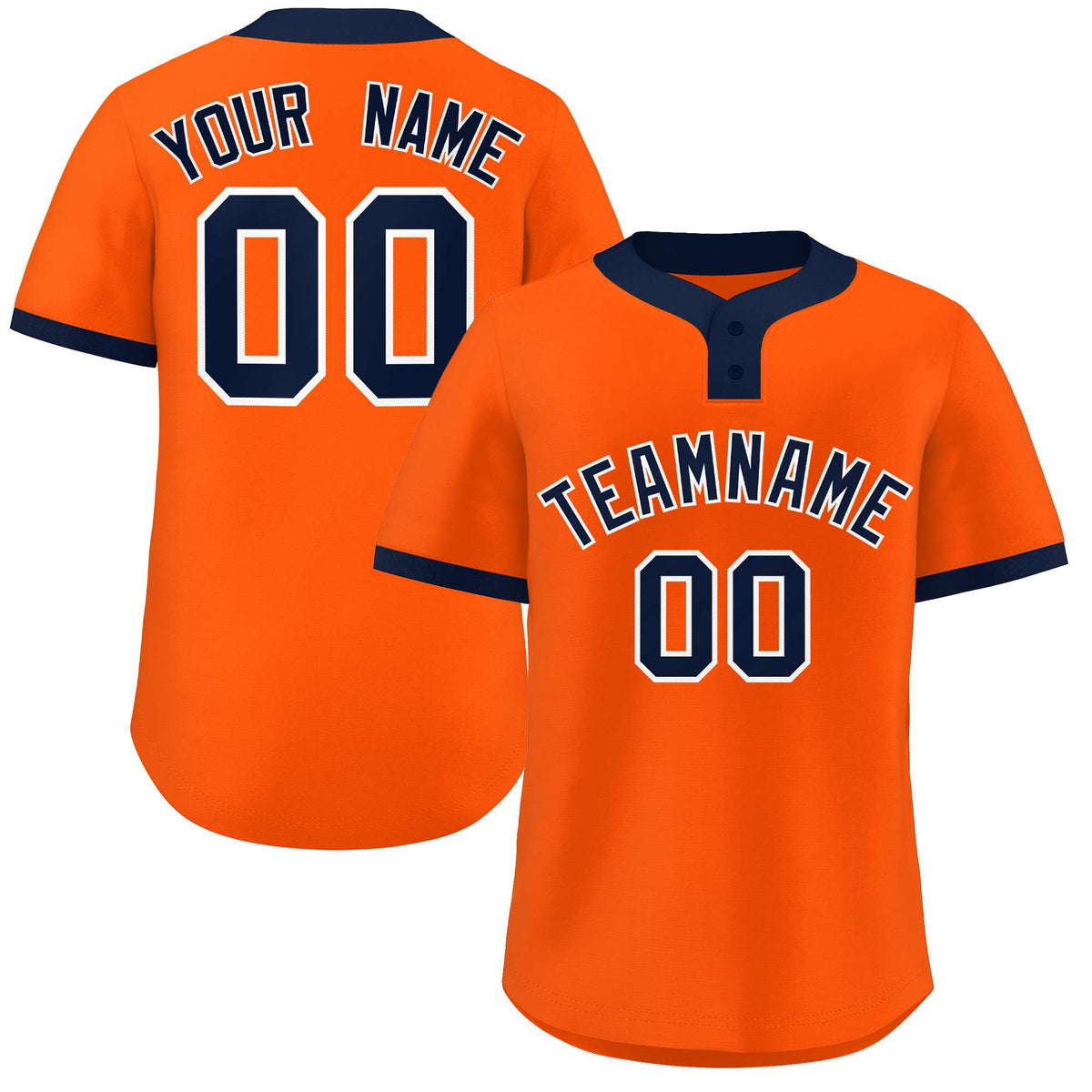 Custom Orange Navy-White Classic Style Authentic Two-Button Softball Jersey