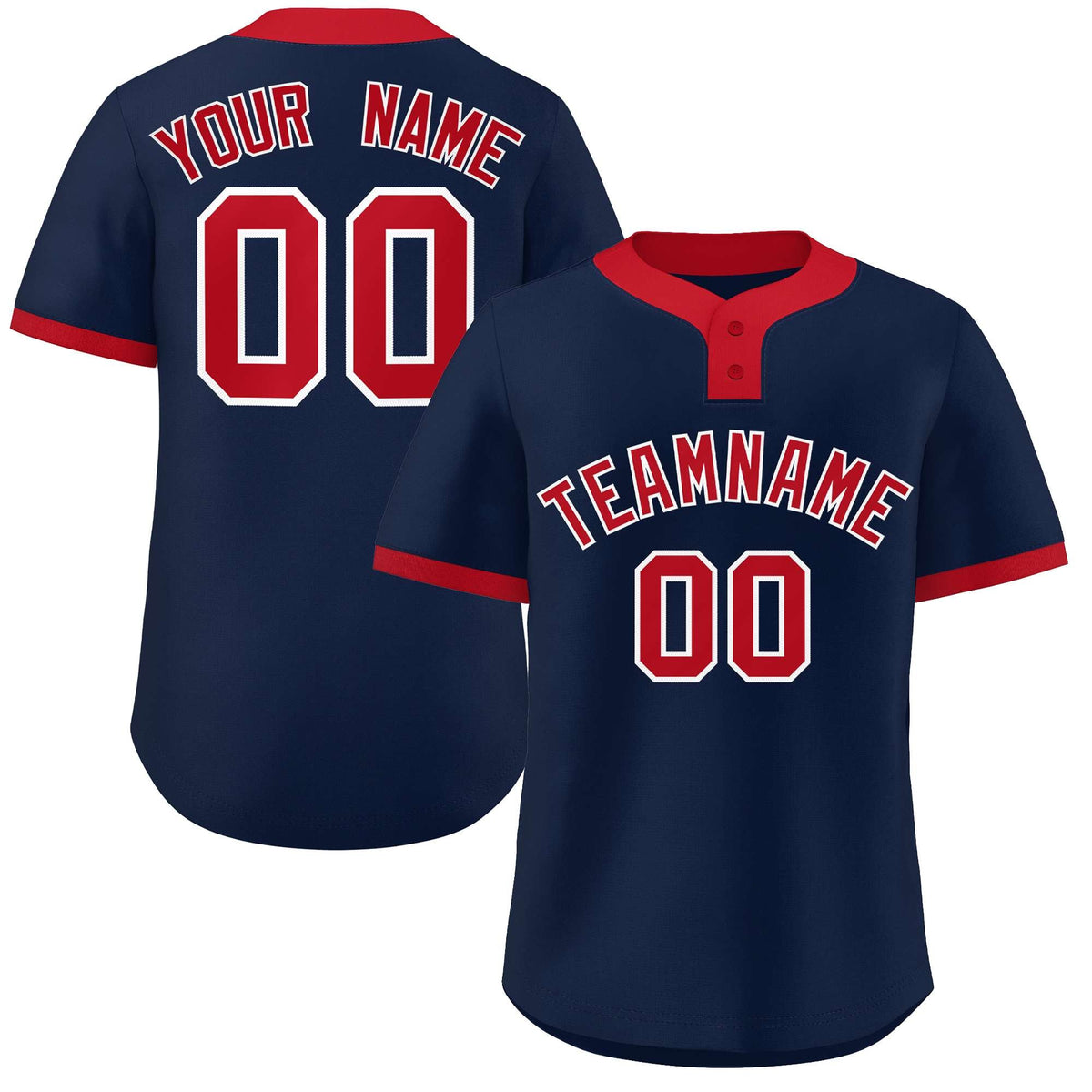 Custom Navy Red Classic Style Authentic Two-Button Softball Jersey