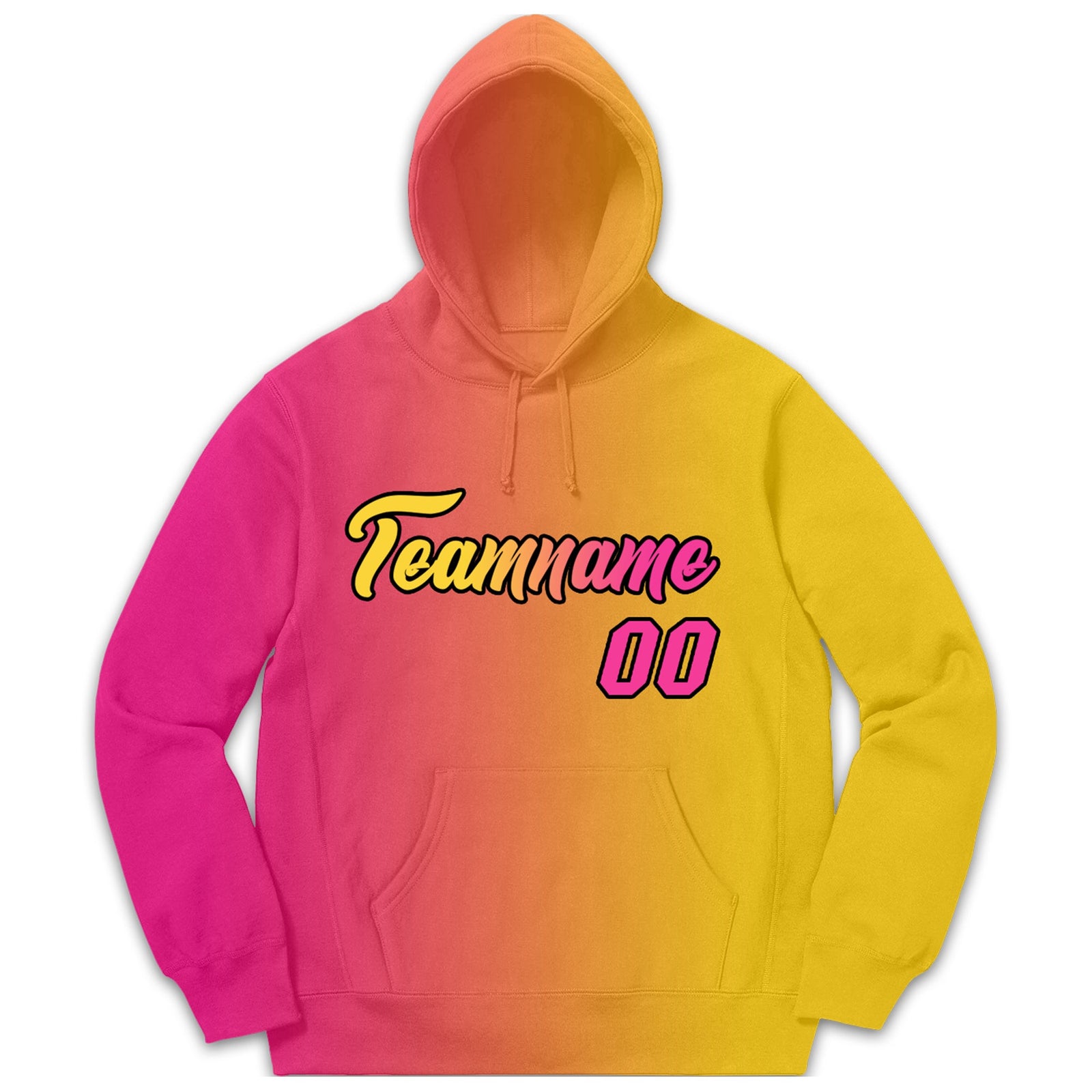 Custom Pink Yellow Gradient Fashion Casual Pullover Sweatshirt Hoodie
