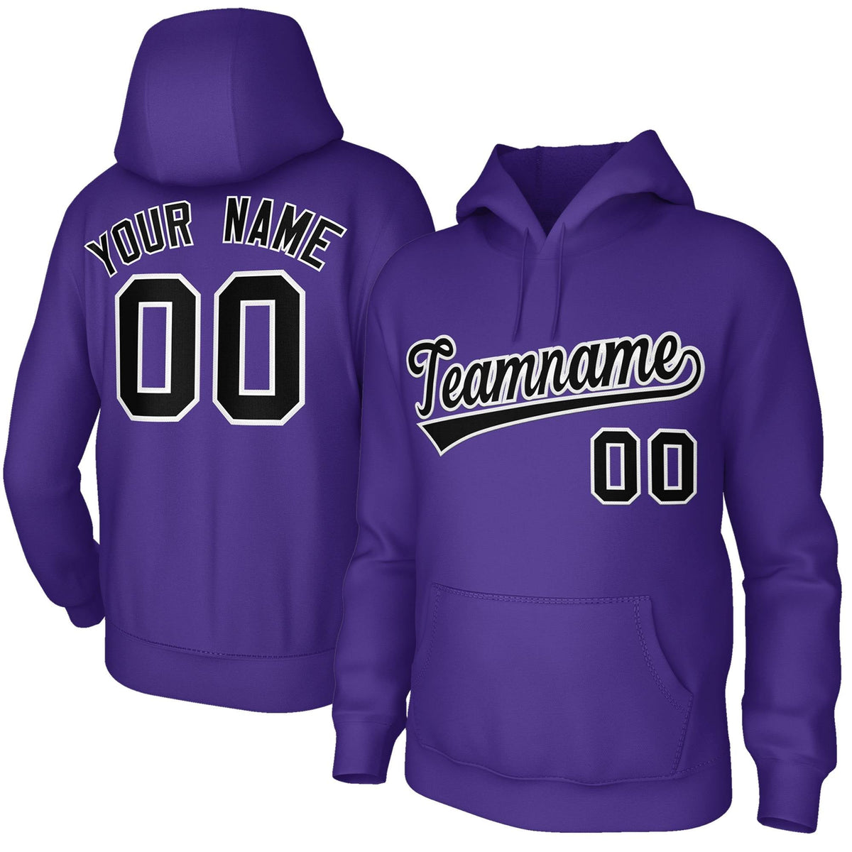 Custom Classic Style Hoodie Athletic Pullover Purple Sweatshirt