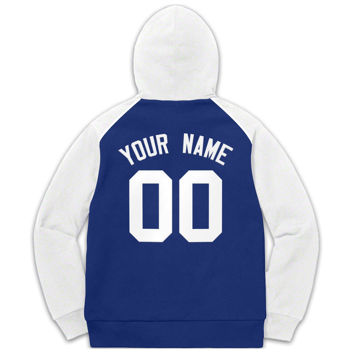 Custom Stitched Sportwear Royal White Raglan Sleeves Pullover Hoodie