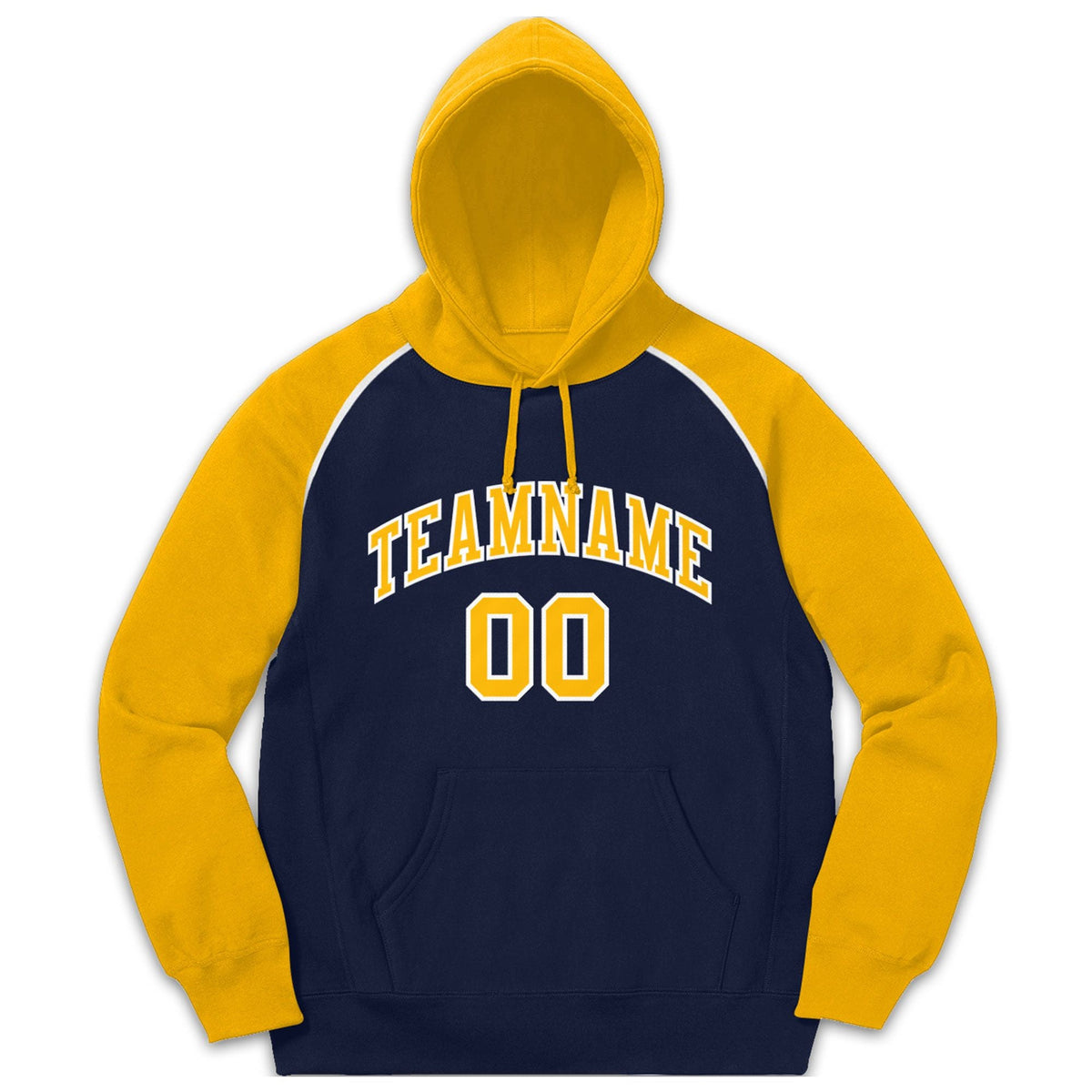 Custom Stitched Sportwear Navy Gold-White Raglan Sleeves Pullover Hoodie