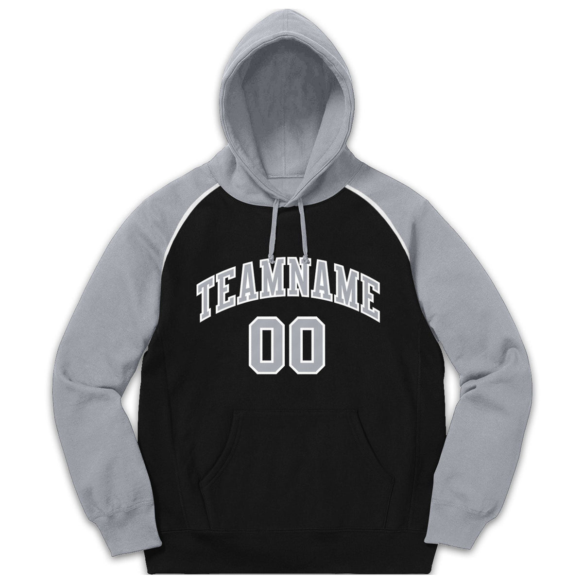 Custom Stitched Sportwear Black Gray-White Raglan Sleeves Pullover Hoodie