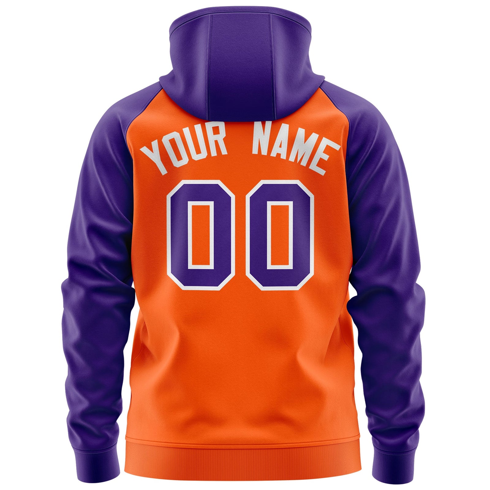 Custom Stitched Orange Purple-White Raglan Sleeves Sports Full-Zip Sweatshirt Hoodie