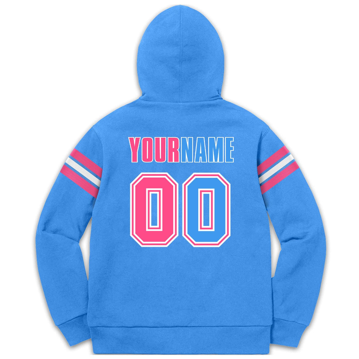 Custom Stitched Powder Blue Pink-White Cotton Pullover Sweatshirt Hoodie