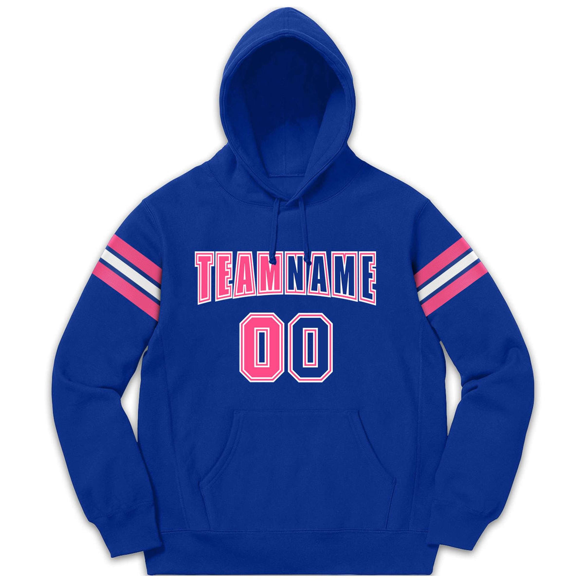 Custom Stitched Royal Pink-White Cotton Pullover Sweatshirt Hoodie