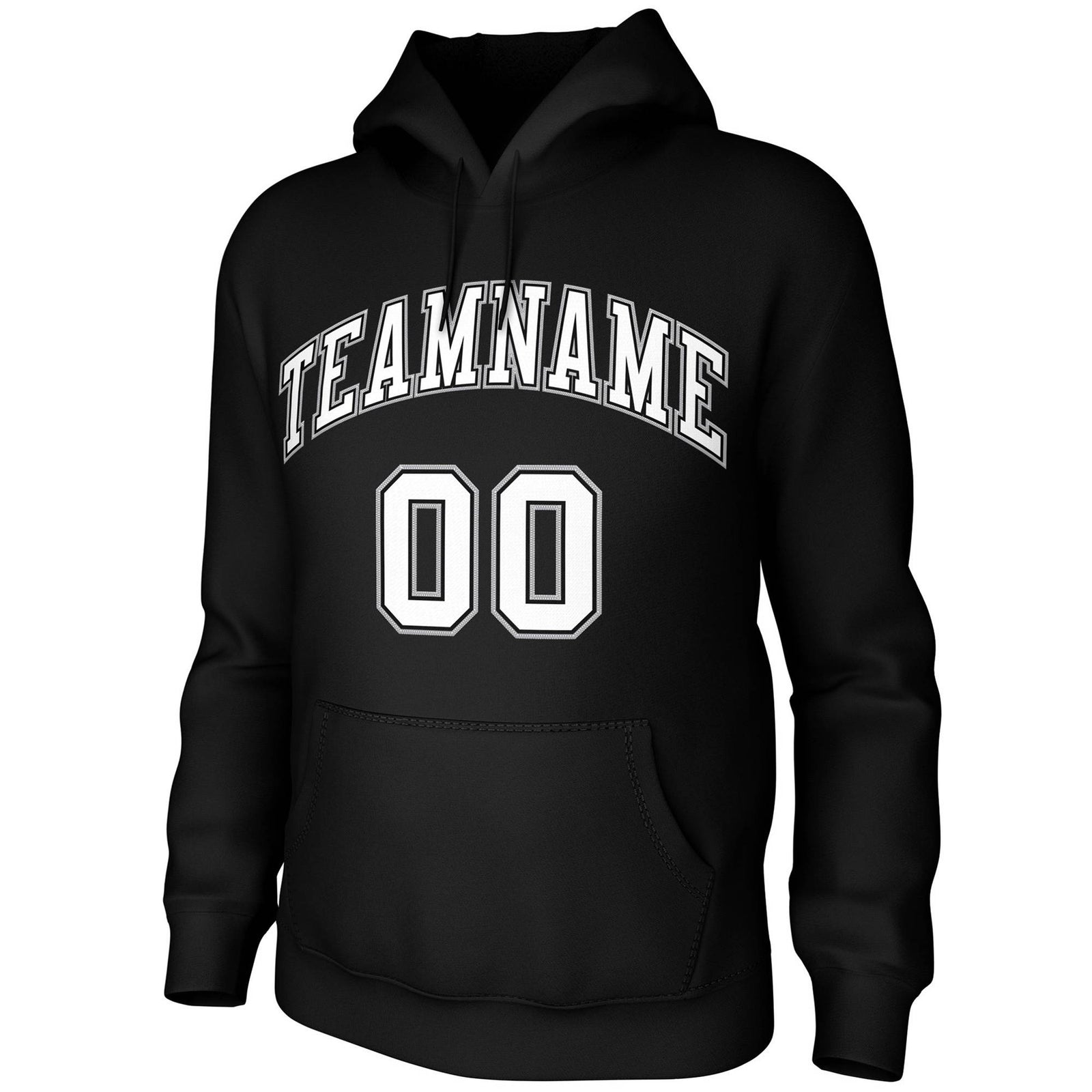 Custom Black White-Black-Gray Classic Style Training Uniform Pullover Hoodie