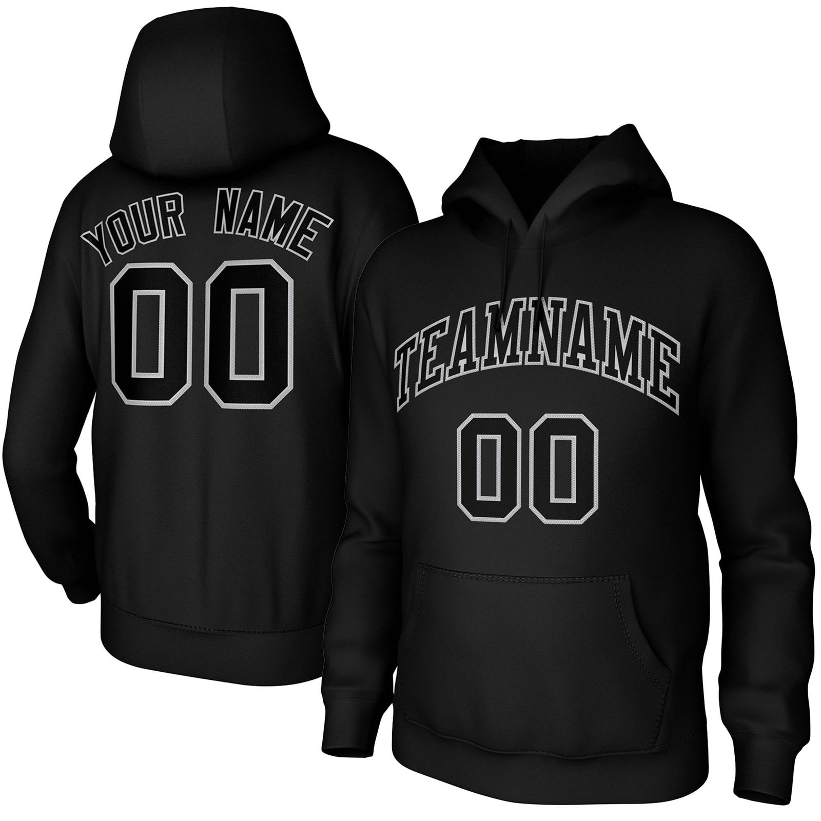 Custom Black Gray Classic Style Training Uniform Pullover Hoodie