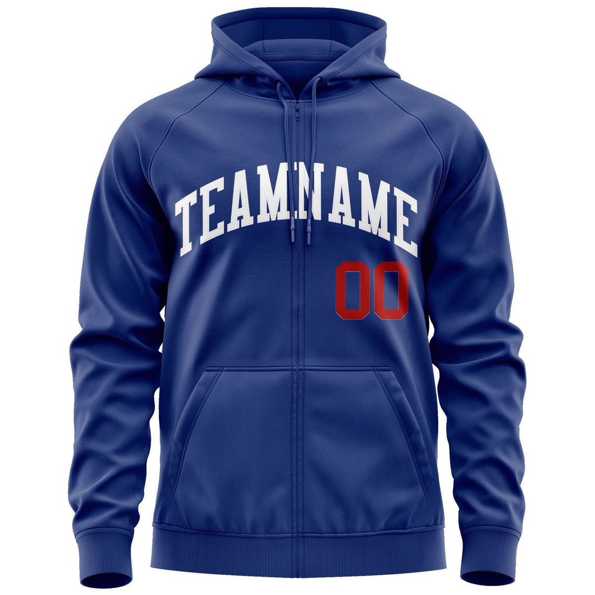Custom Stitched Royal White Sports Full-Zip Sweatshirt Hoodie