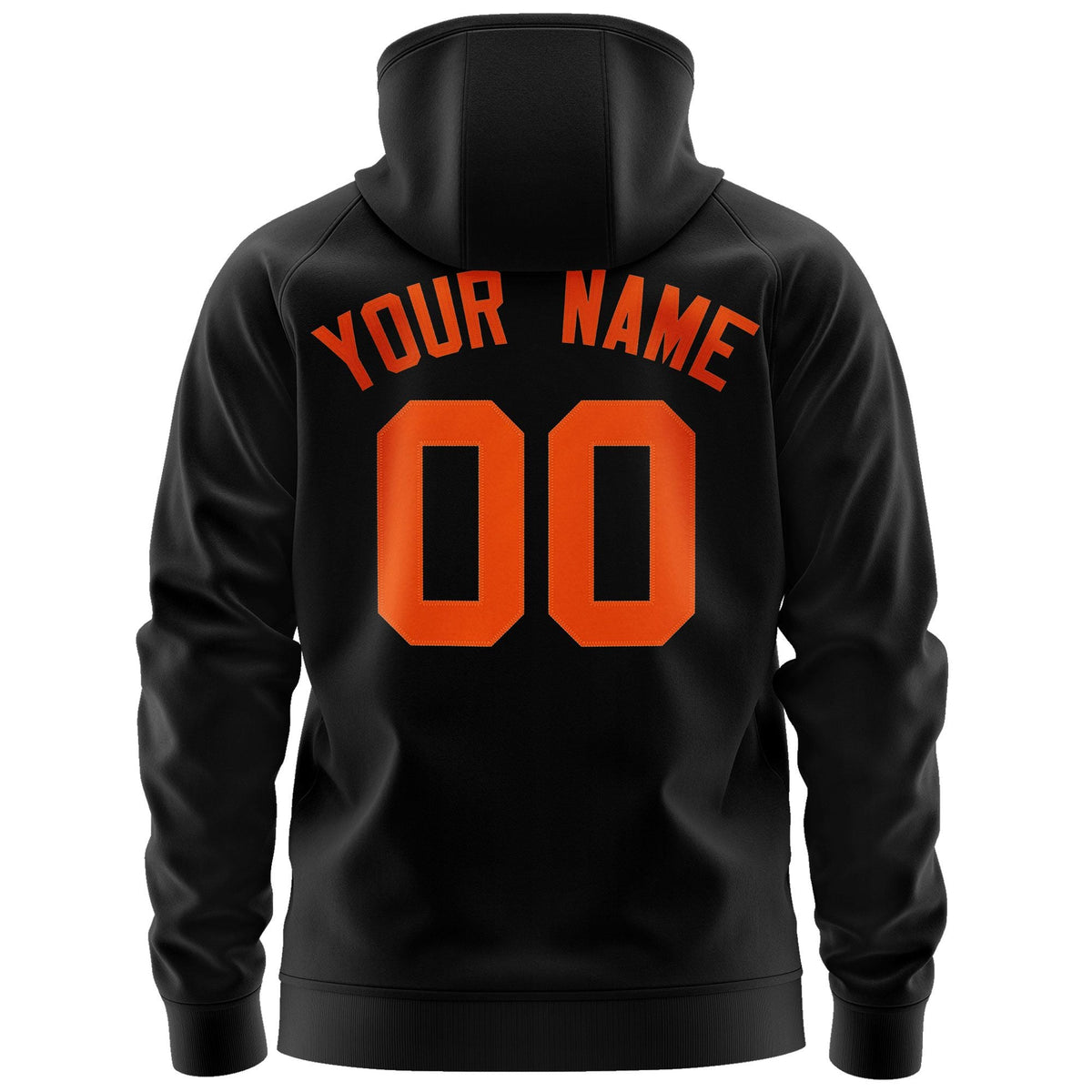 Custom Stitched Black Orange Sports Full-Zip Sweatshirt Hoodie