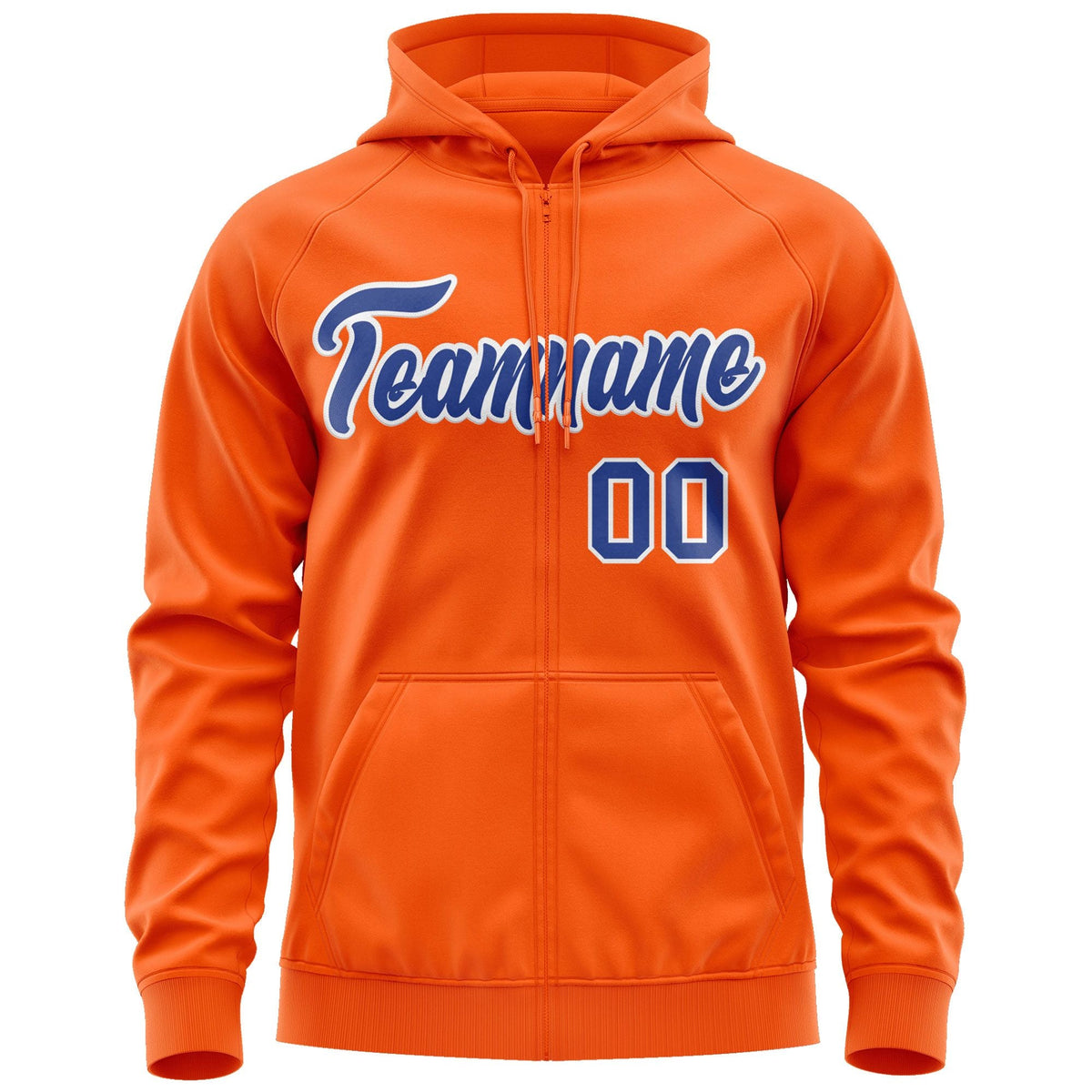 Custom Stitched Orange Royal-White Sports Full-Zip Sweatshirt Hoodie