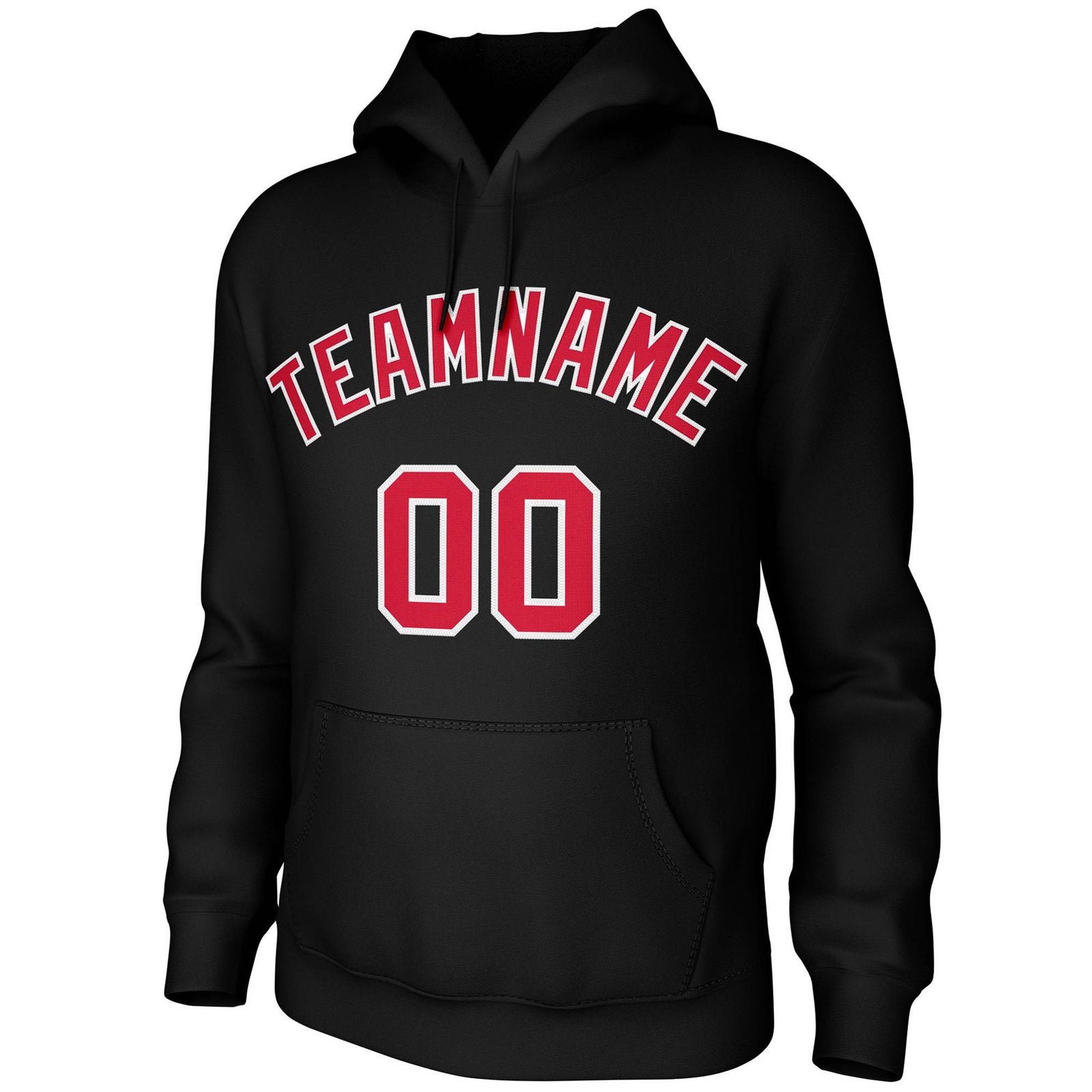 Custom Black Red-White Classic Style Sweatshirts Uniform Pullover Hoodie