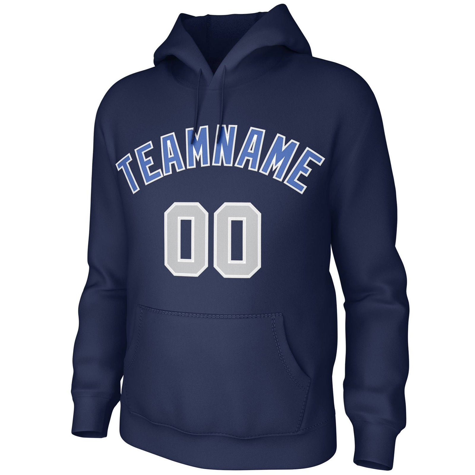 Custom Navy Light-Blue-White Classic Style Sweatshirts Uniform Pullover Hoodie