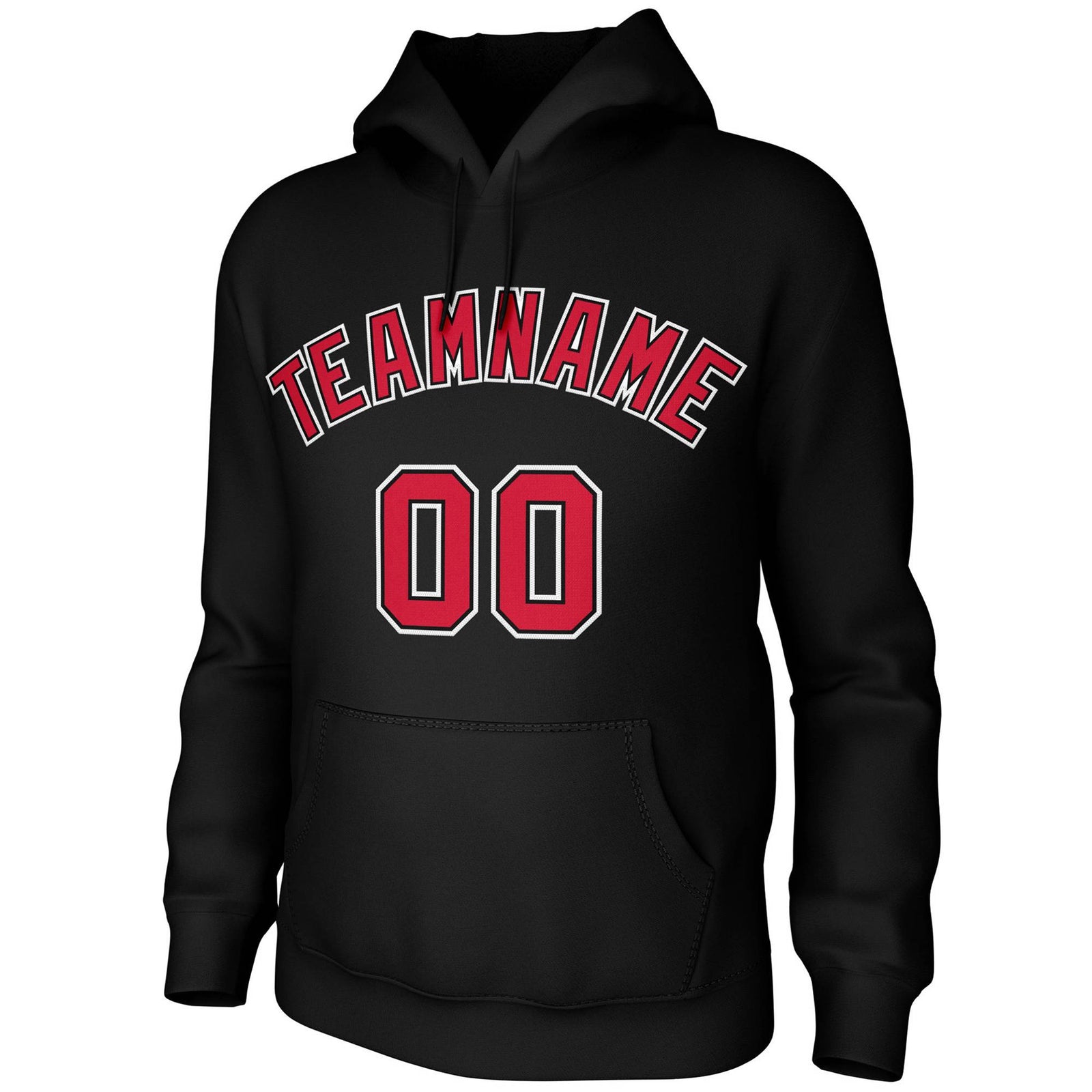 Custom Black Red-Black-White Classic Style Sweatshirts Uniform Pullover Hoodie