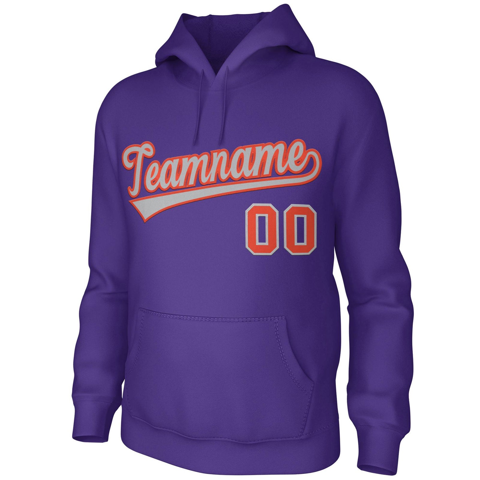 Custom Purple Gray Orange Classic Style Sports Uniform Pullover Hoodie