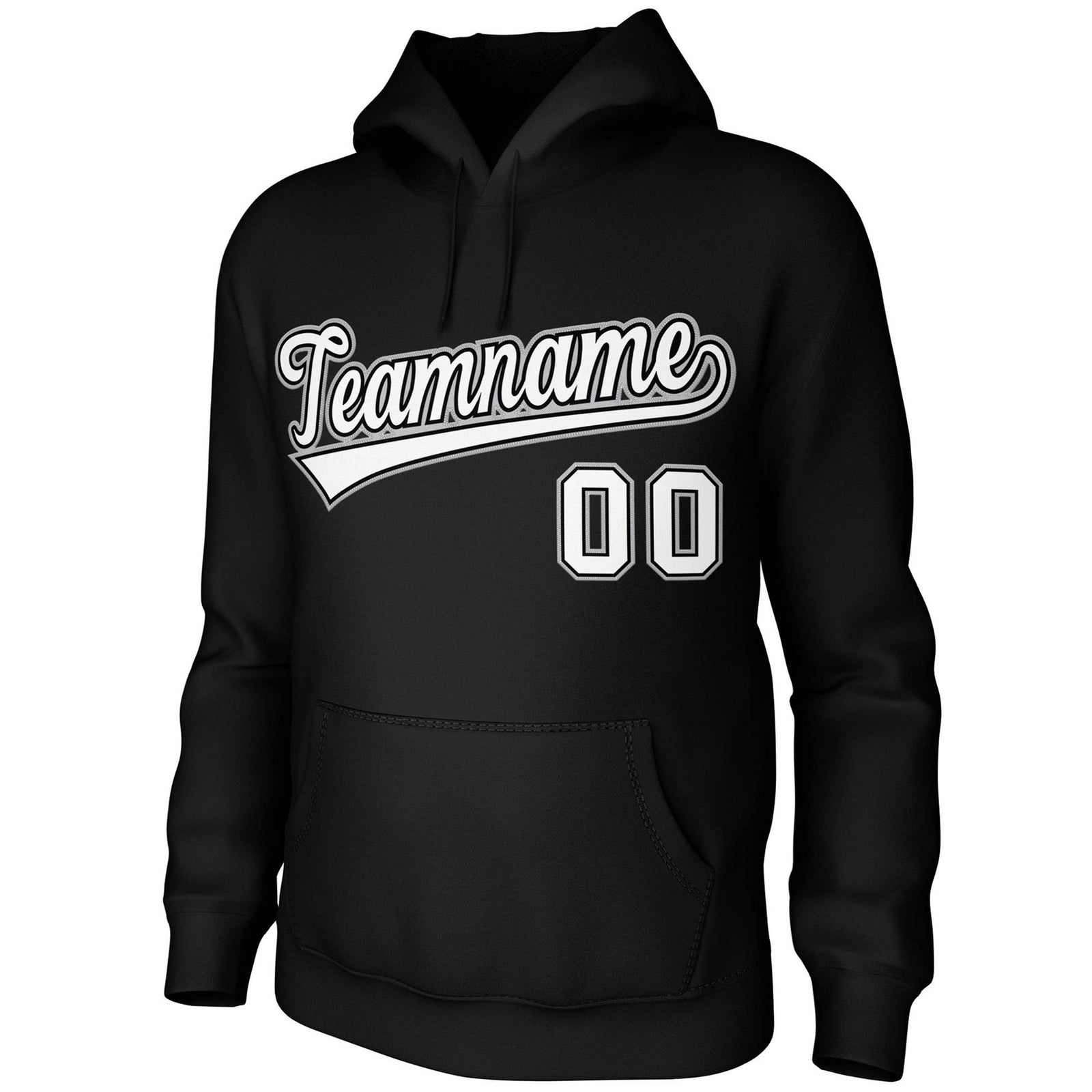 Custom Black White-Black-Gray Classic Style Sports Uniform Pullover Hoodie