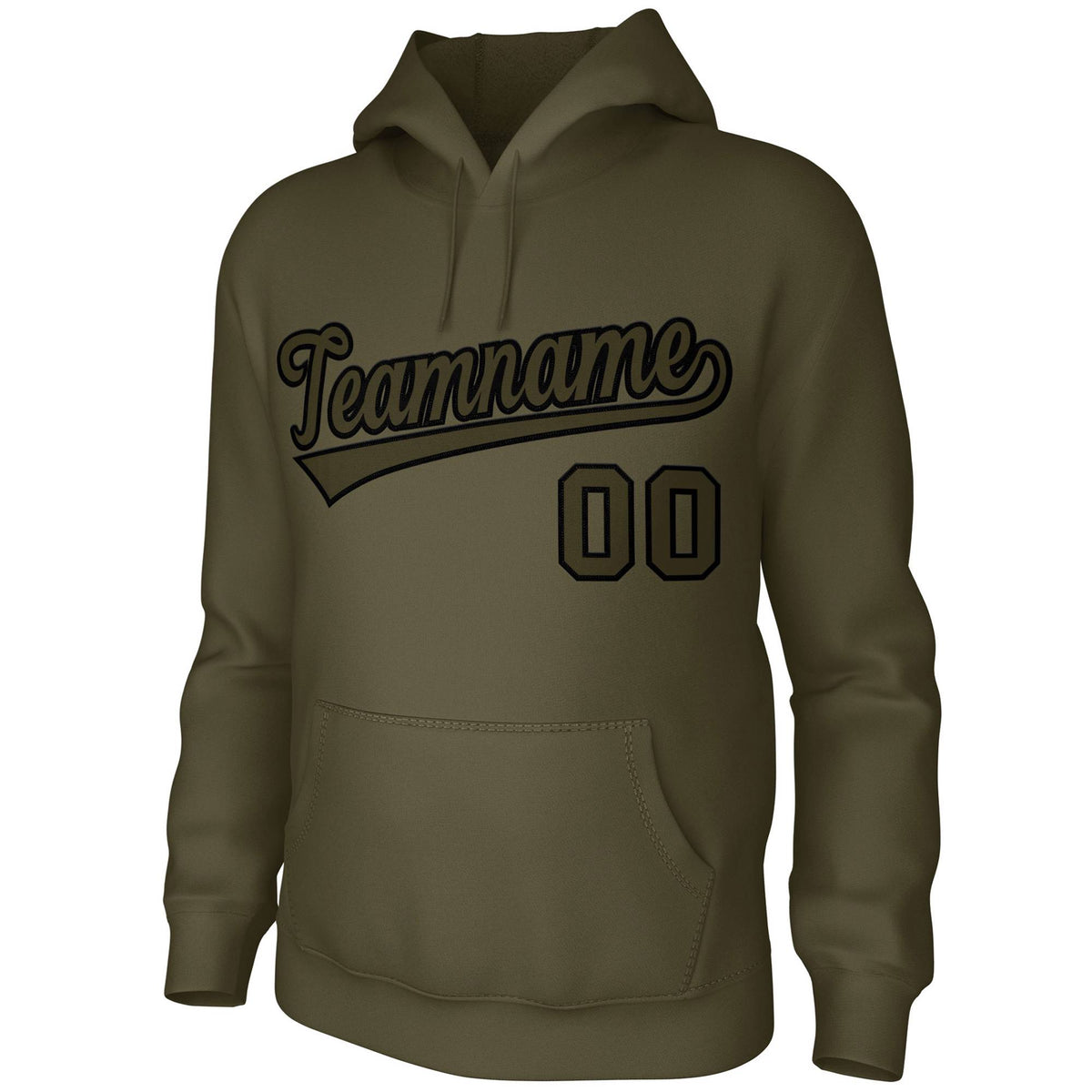 Custom Olive Black Classic Style Sports Uniform Pullover Hoodie