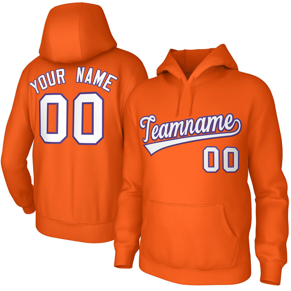Custom Orange White-Purple Classic Style Sports Uniform Pullover Hoodie