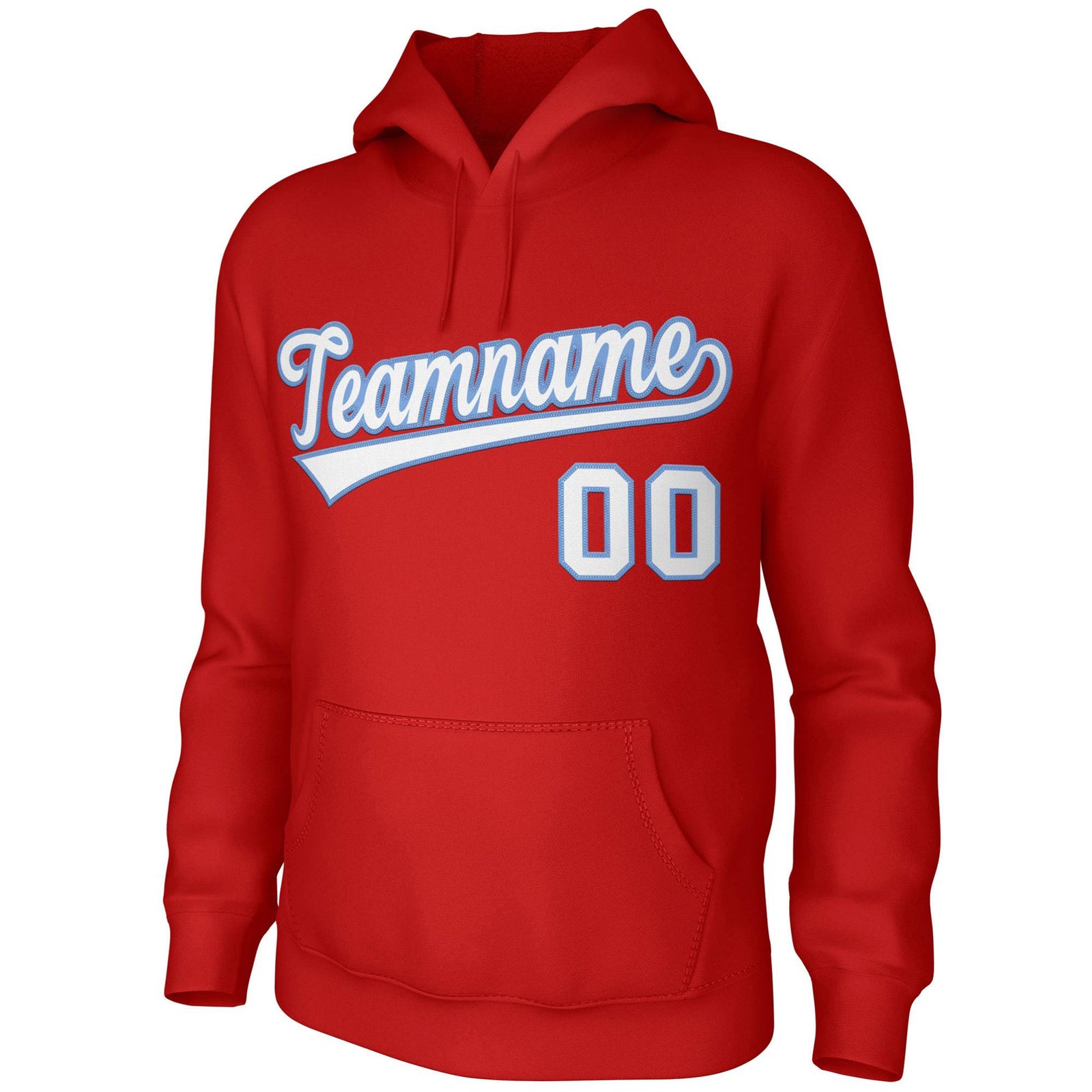 Custom Red White-Light Blue Classic Style Sports Uniform Pullover Hoodie