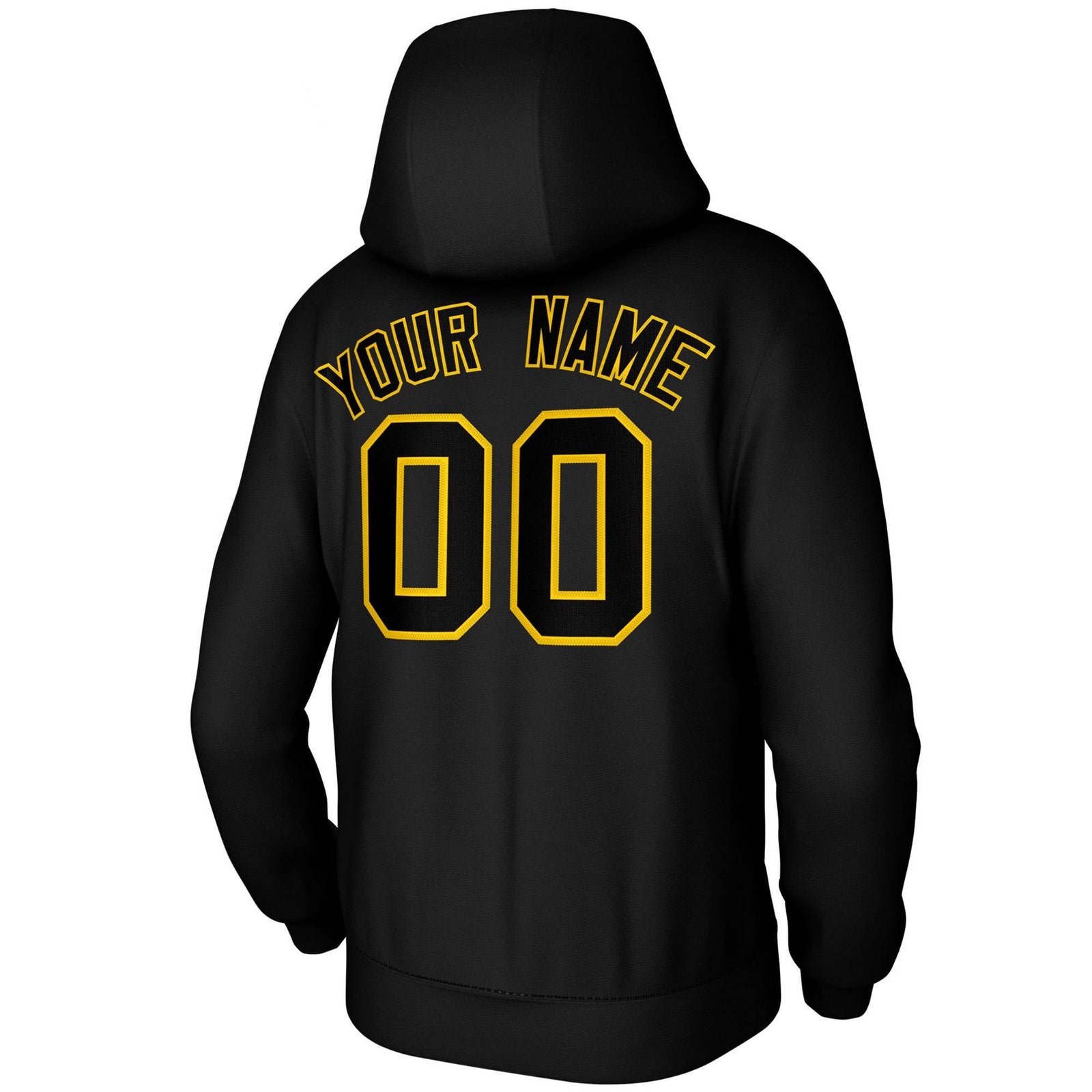 Custom Black Yellow Classic Style Personalized Uniform Pullover Hoodie