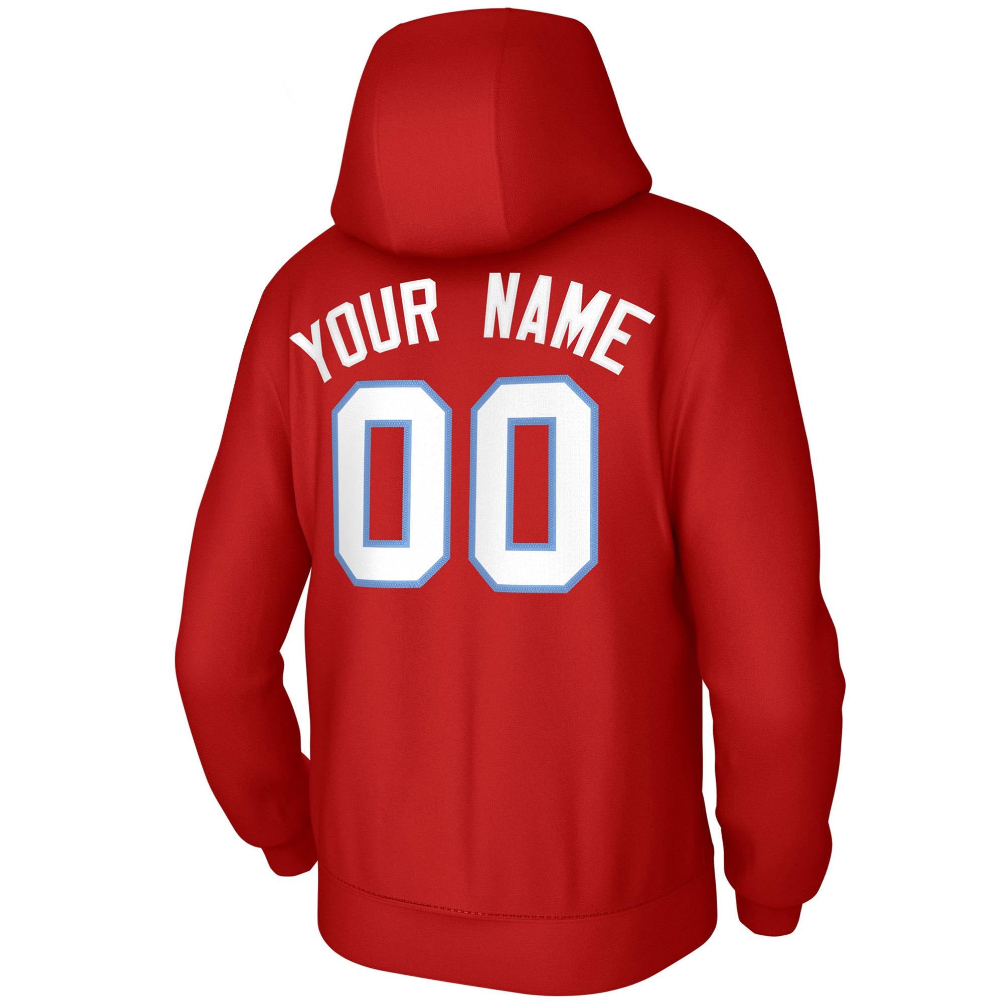 Custom Red White-Light Blue Classic Style Personalized Uniform Pullover Hoodie
