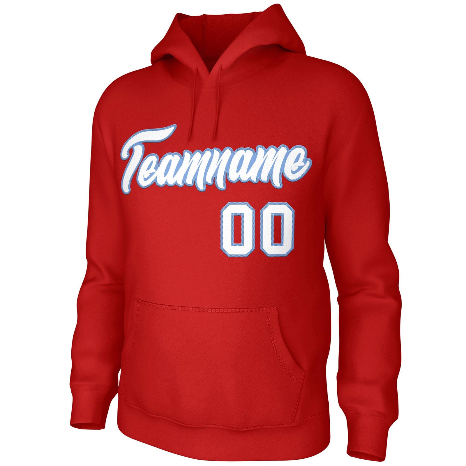 Custom Red White-Light Blue Classic Style Personalized Uniform Pullover Hoodie