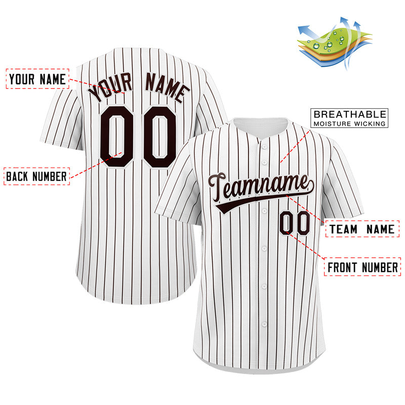 Custom White Brown Stripe Fashion Authentic Baseball Jersey