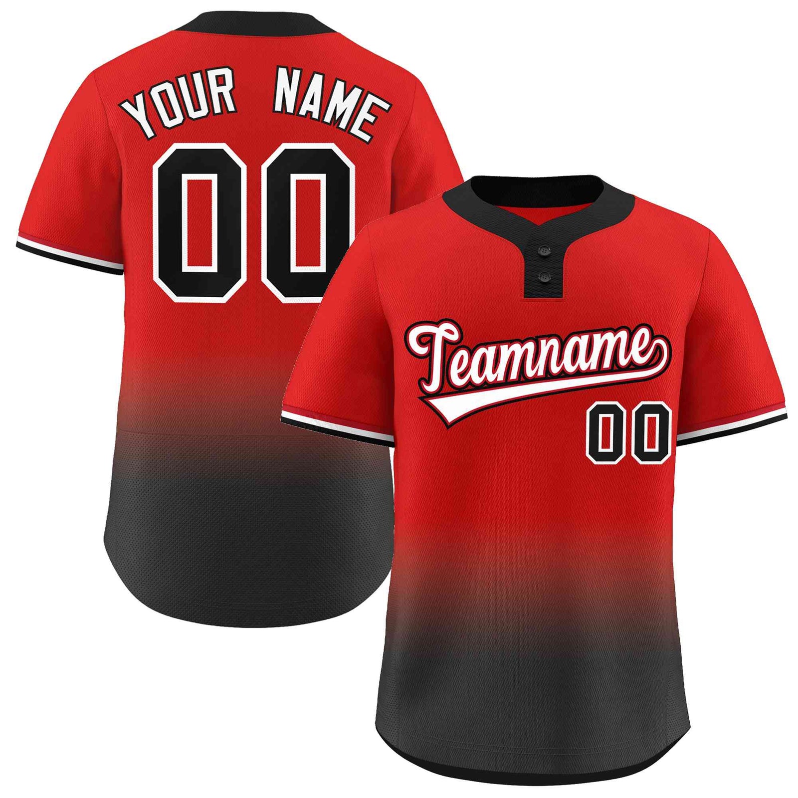Custom Red Black White-Red Gradient Fashion Authentic Two-Button Softball Jersey