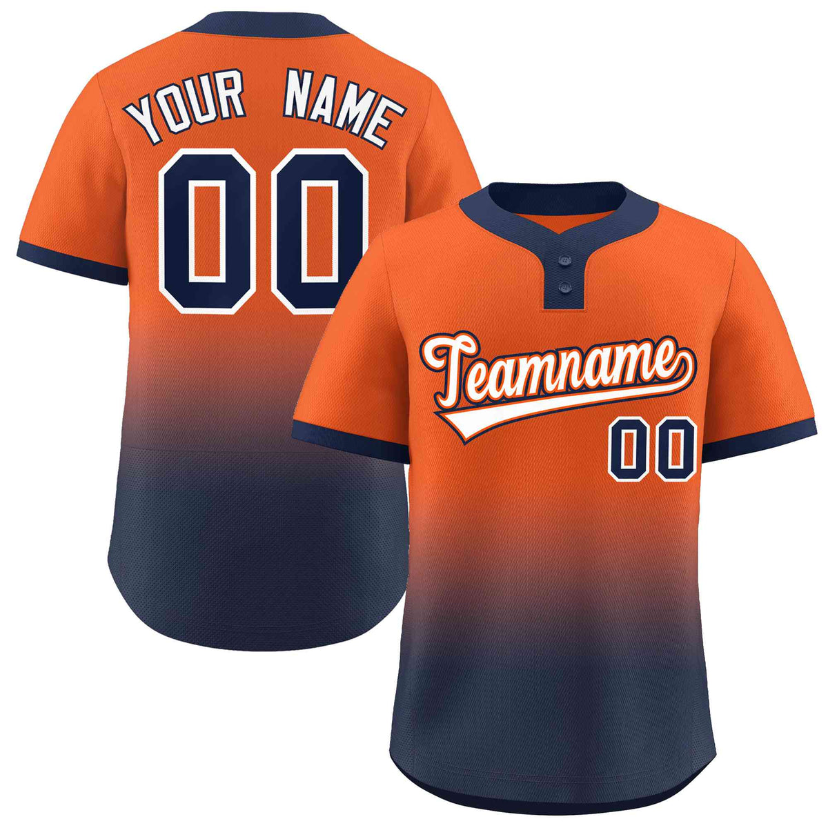 Custom Orange Navy White-Orange Gradient Fashion Authentic Two-Button Softball Jersey