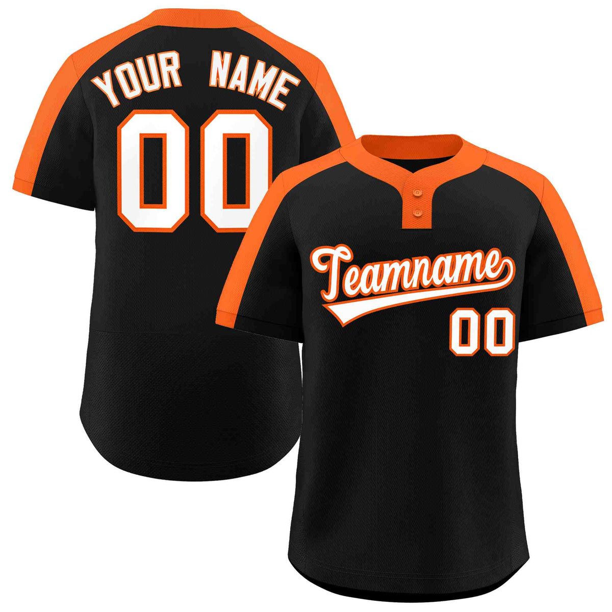 Custom Black White-Orange Classic Style Authentic Two-Button Softball Jersey