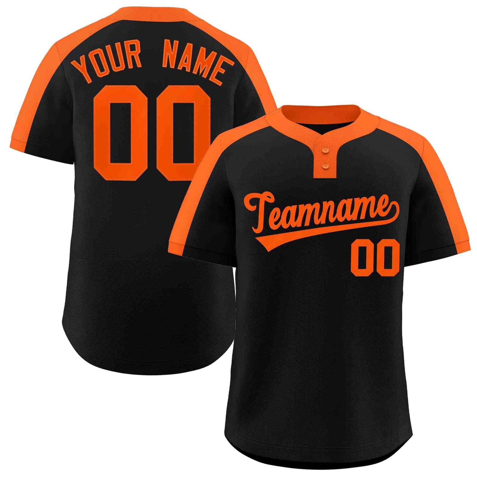 Custom Black Orange Classic Style Authentic Two-Button Softball Jersey