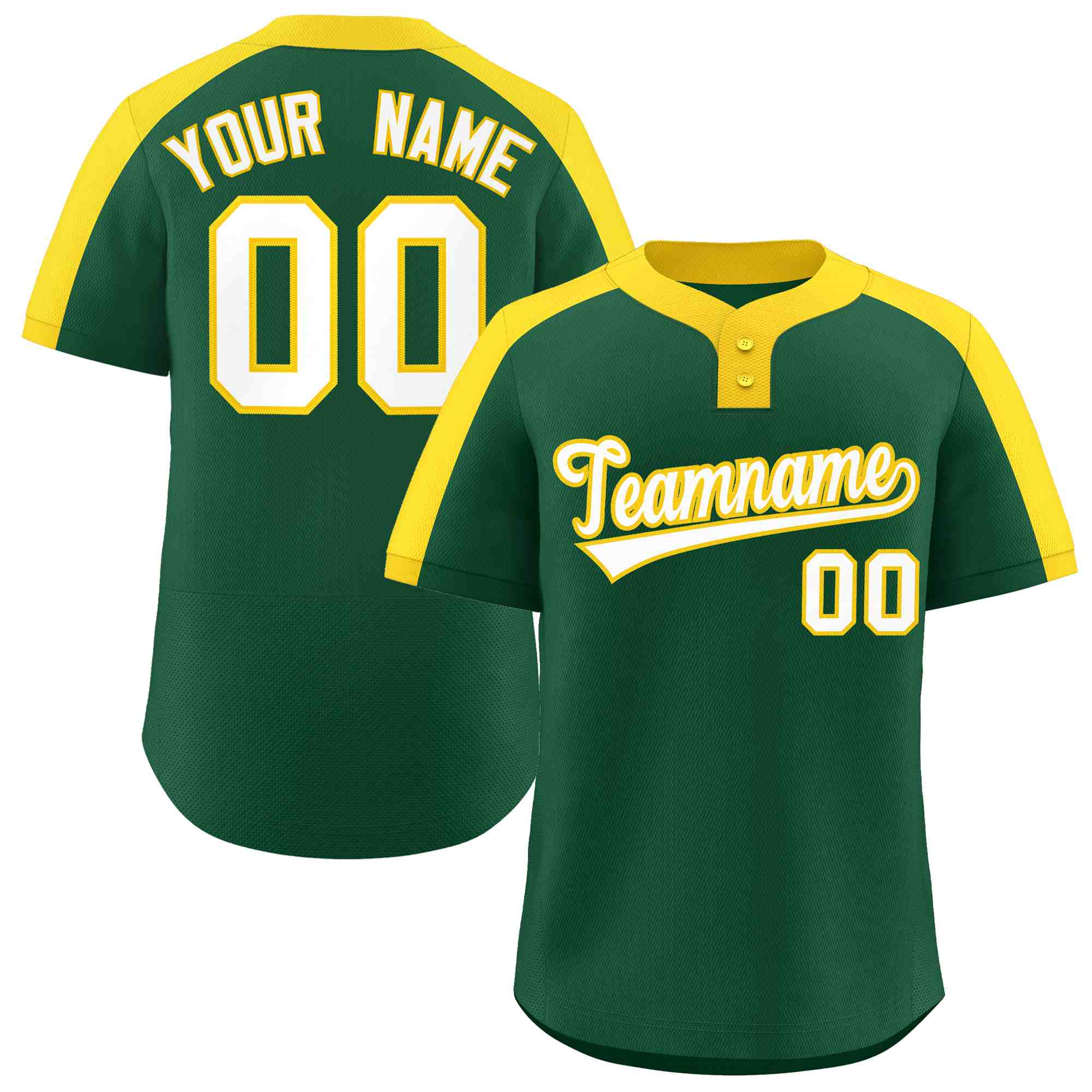 Custom Green White-Gold Classic Style Authentic Two-Button Softball Jersey