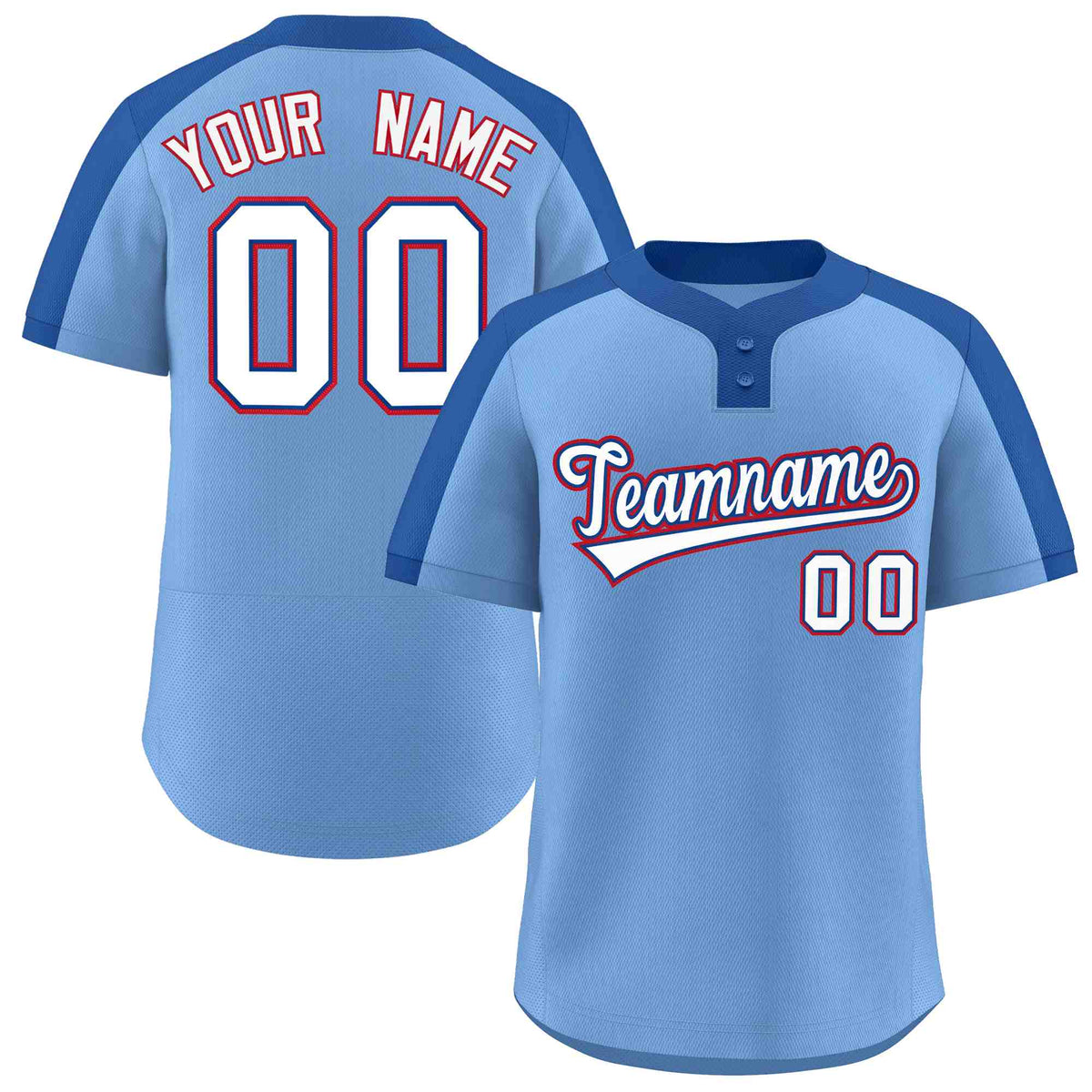 Custom Light Blue White-Royal Classic Style Authentic Two-Button Softball Jersey