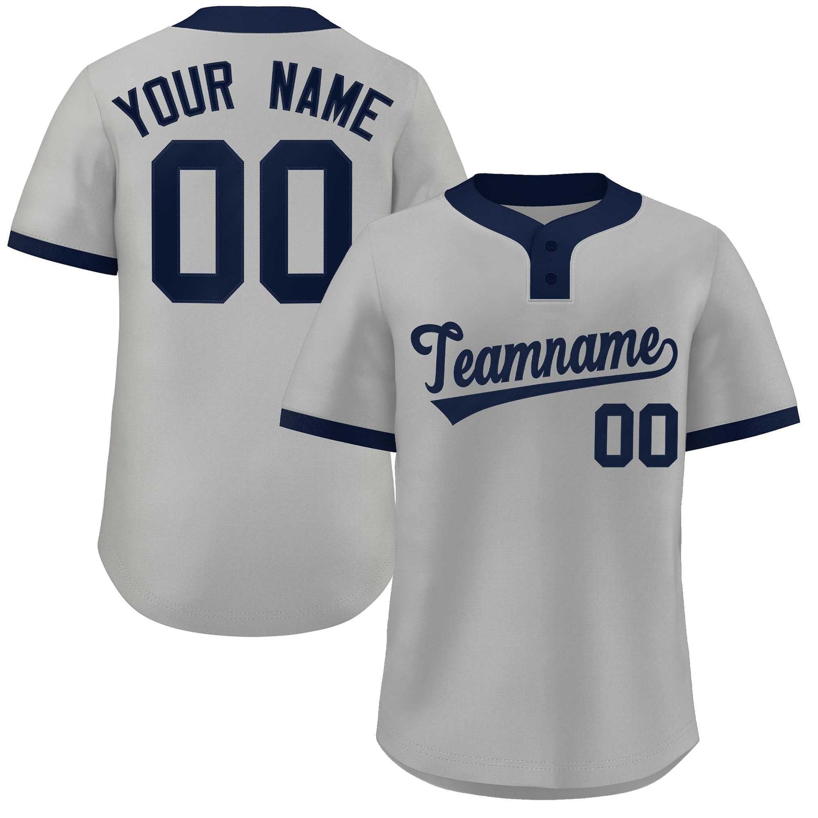 Custom Gray Navy Classic Style Authentic Two-Button Softball Jersey