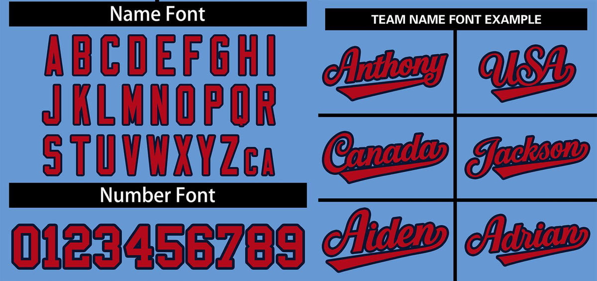 Custom Light Blue Red Classic Style Authentic Two-Button Softball Jersey