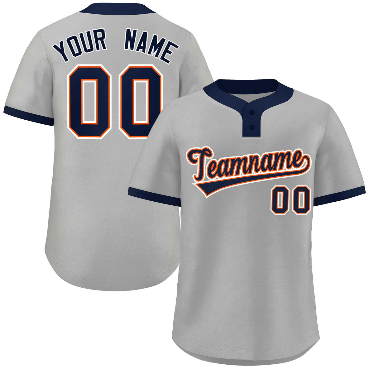 Custom Gray Navy-White Classic Style Authentic Two-Button Softball Jersey